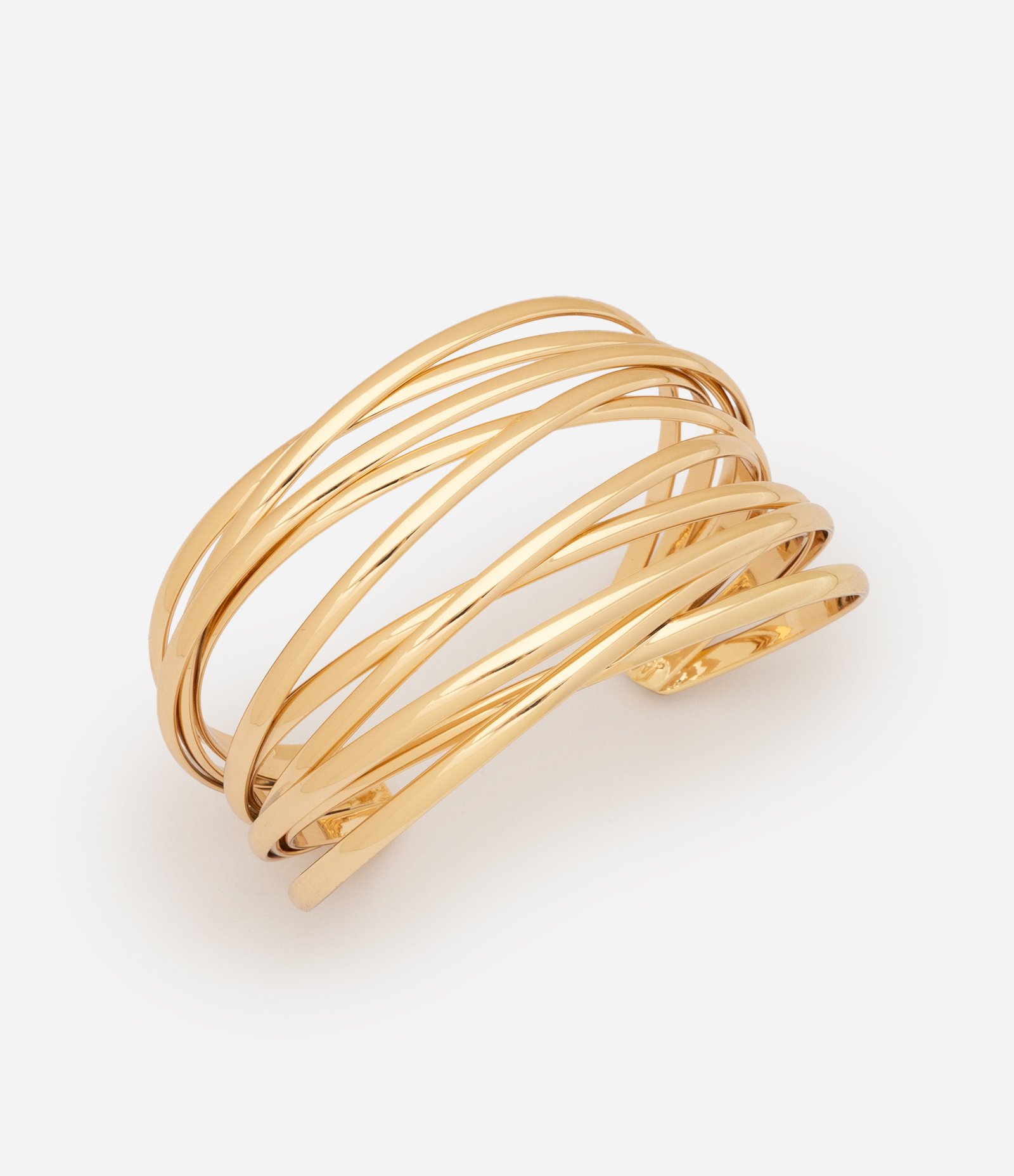 Bracelete Aramado em Metal com Abertura Funcional Dourado 1