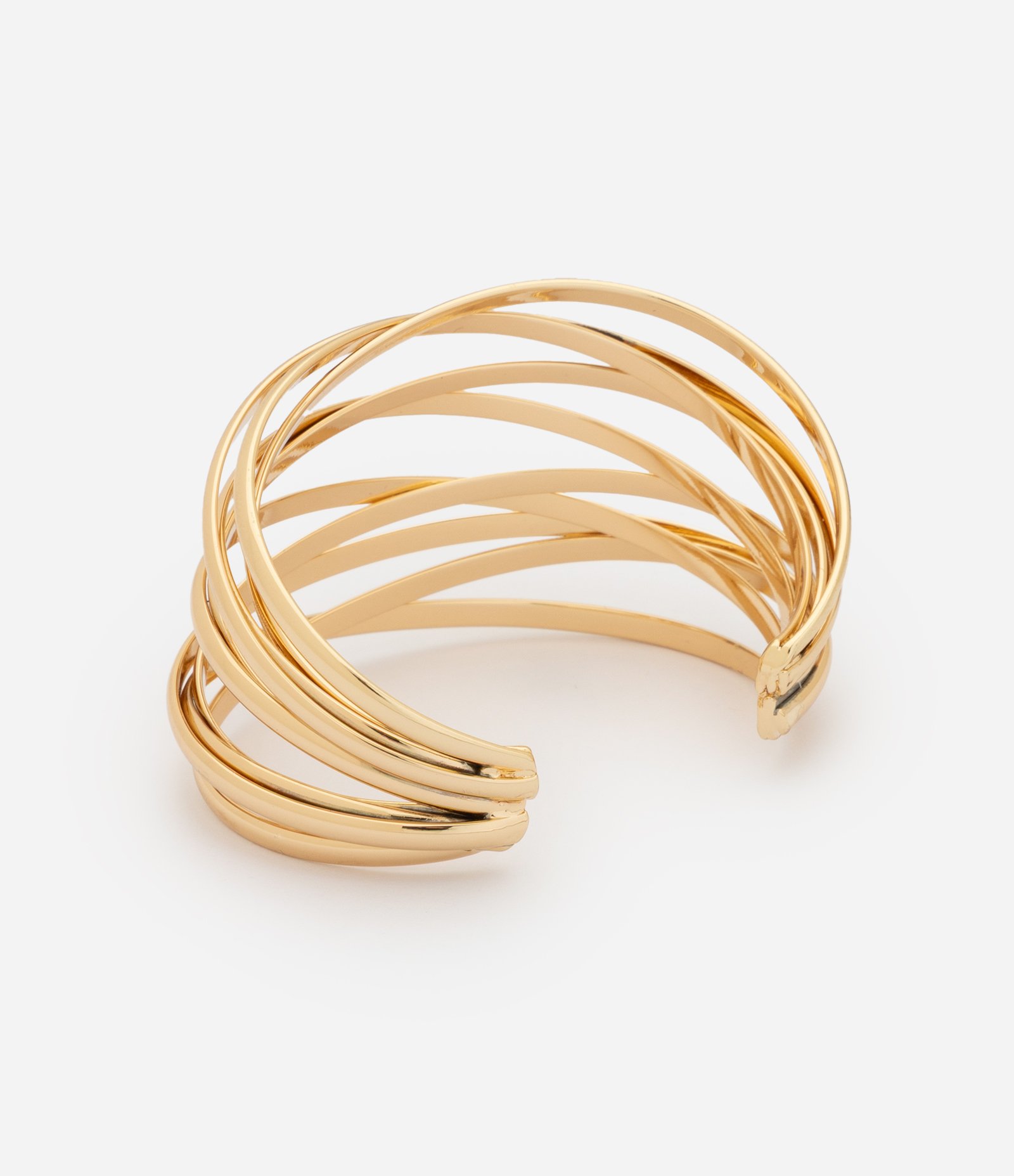 Bracelete Aramado em Metal com Abertura Funcional Dourado 2