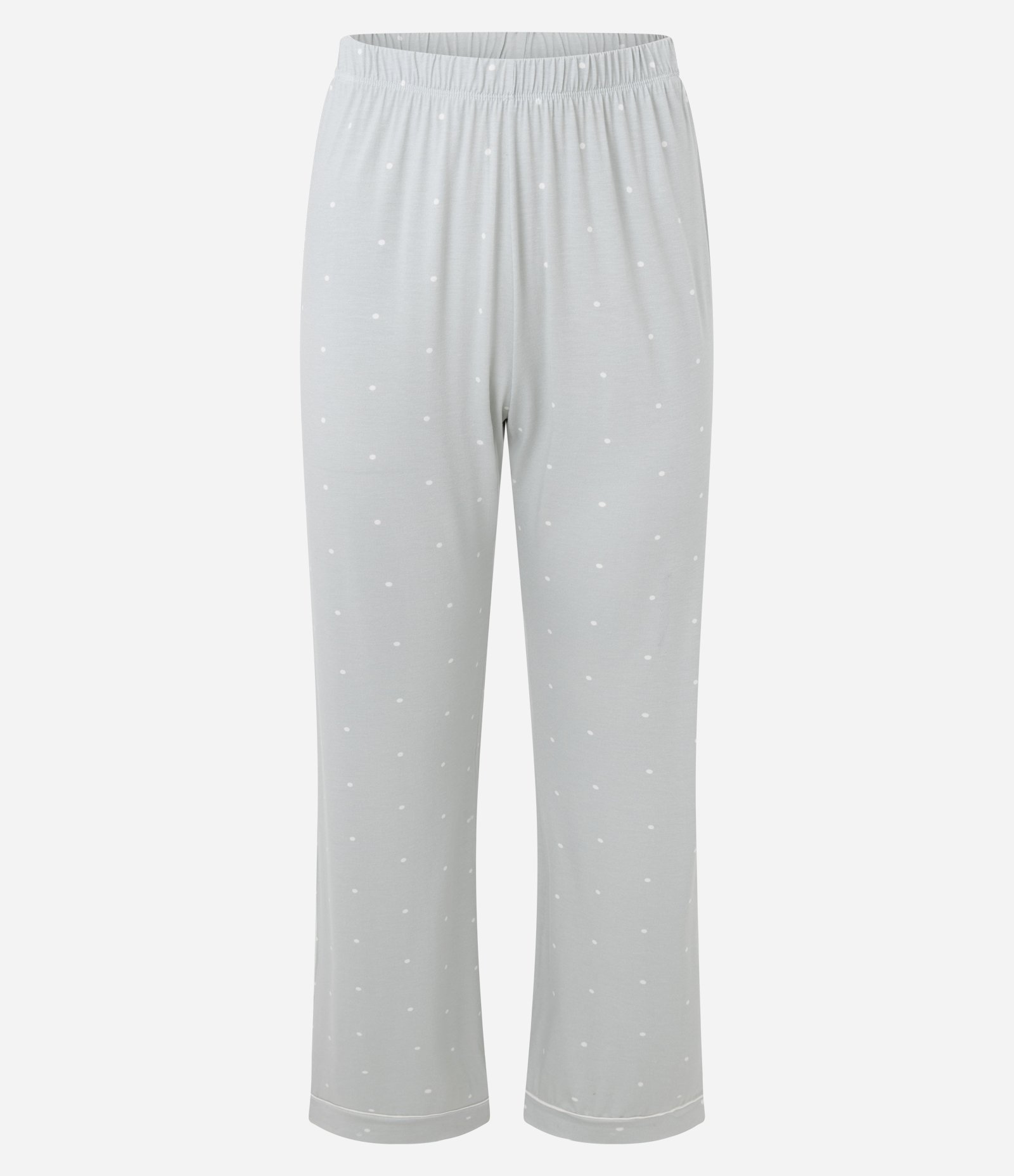 Pijama Longo com Estampa Poá e Viés Contrastante Cinza 6