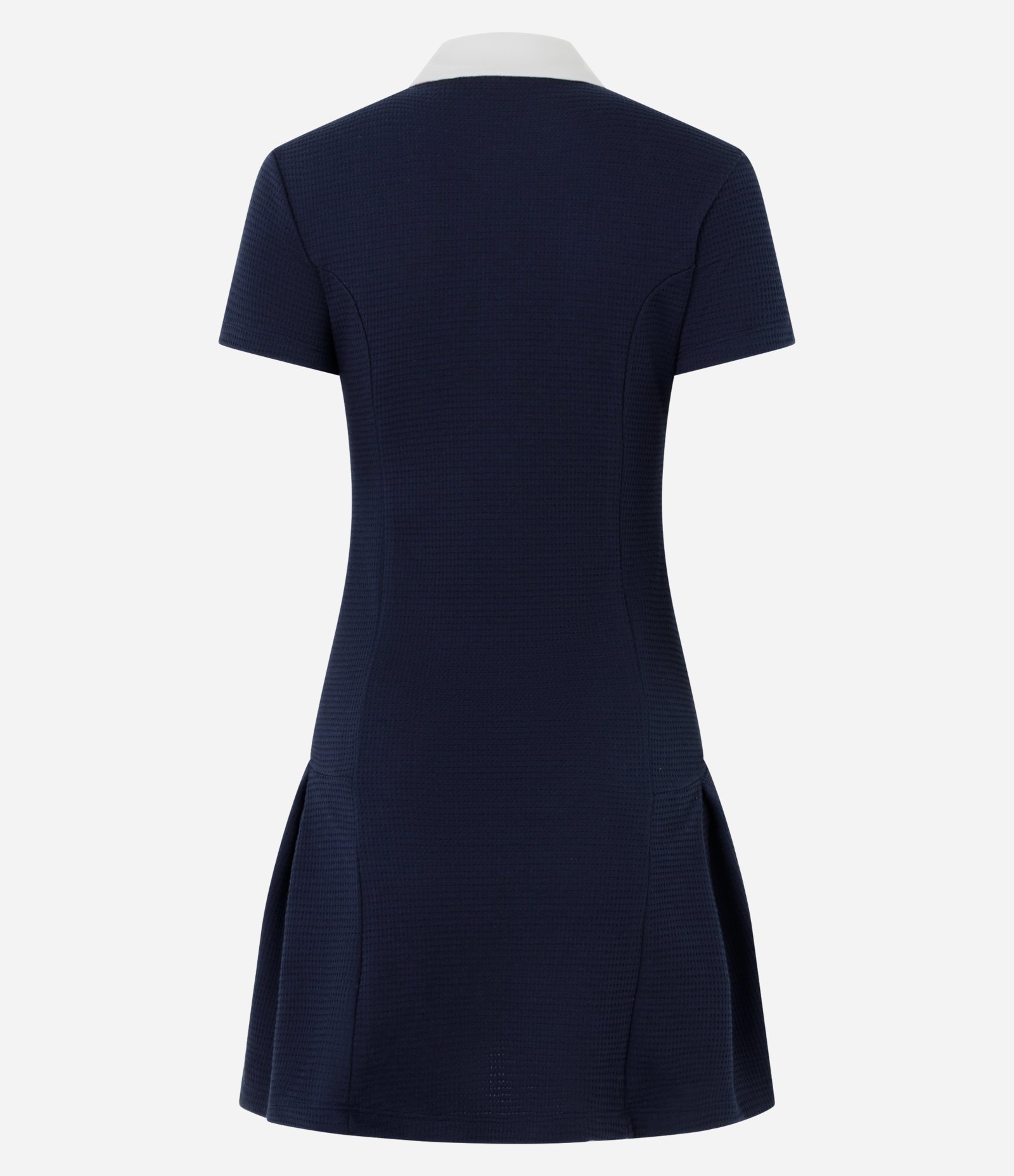 Vestido Skater Curto em Ribana com Gola Polo e Pregas Frontais Azul 7