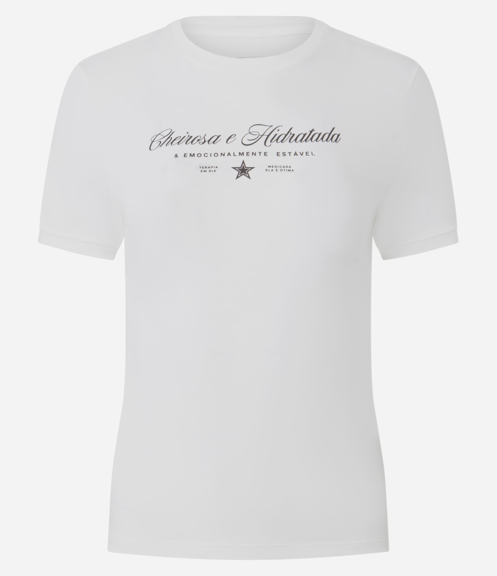 Camiseta New T-Shirt com Lettering Cheirosa e Hidratada & Emocionalmente Estável Branco 1