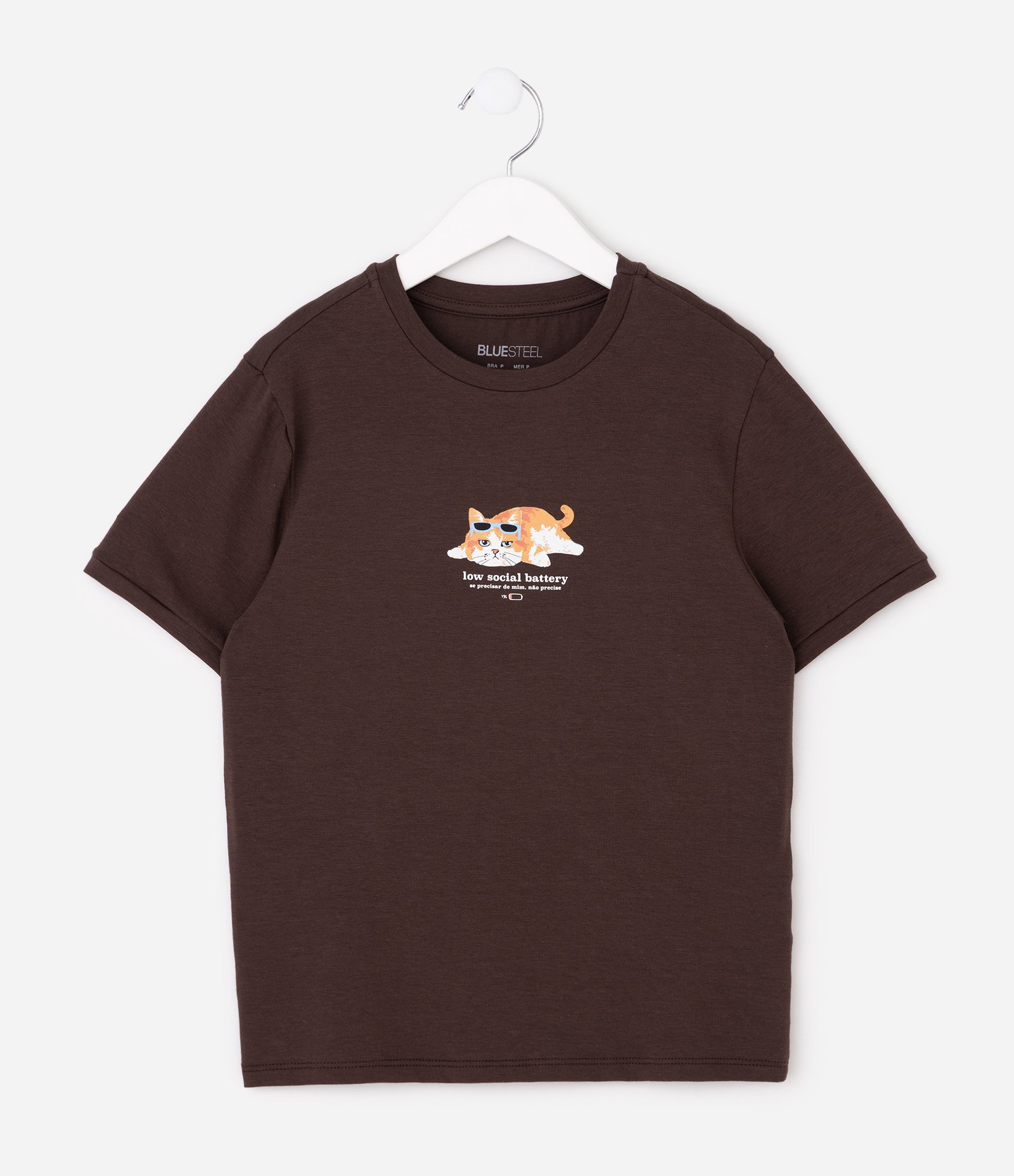 Camiseta em Algodão com Estampa de Gato Marrom 5