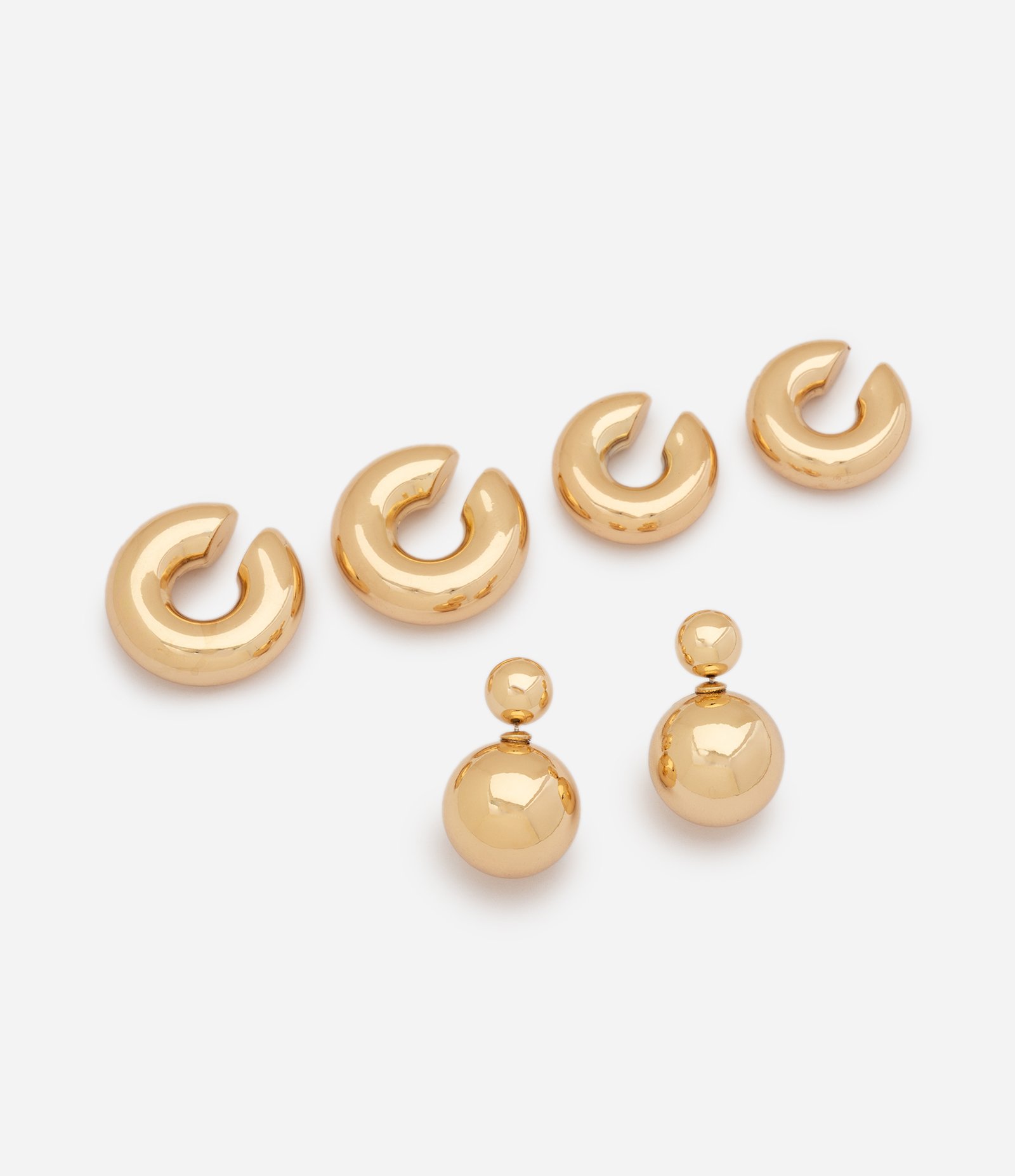 Kit com 01 Par de Brincos e 04 Piercings Dourado 2
