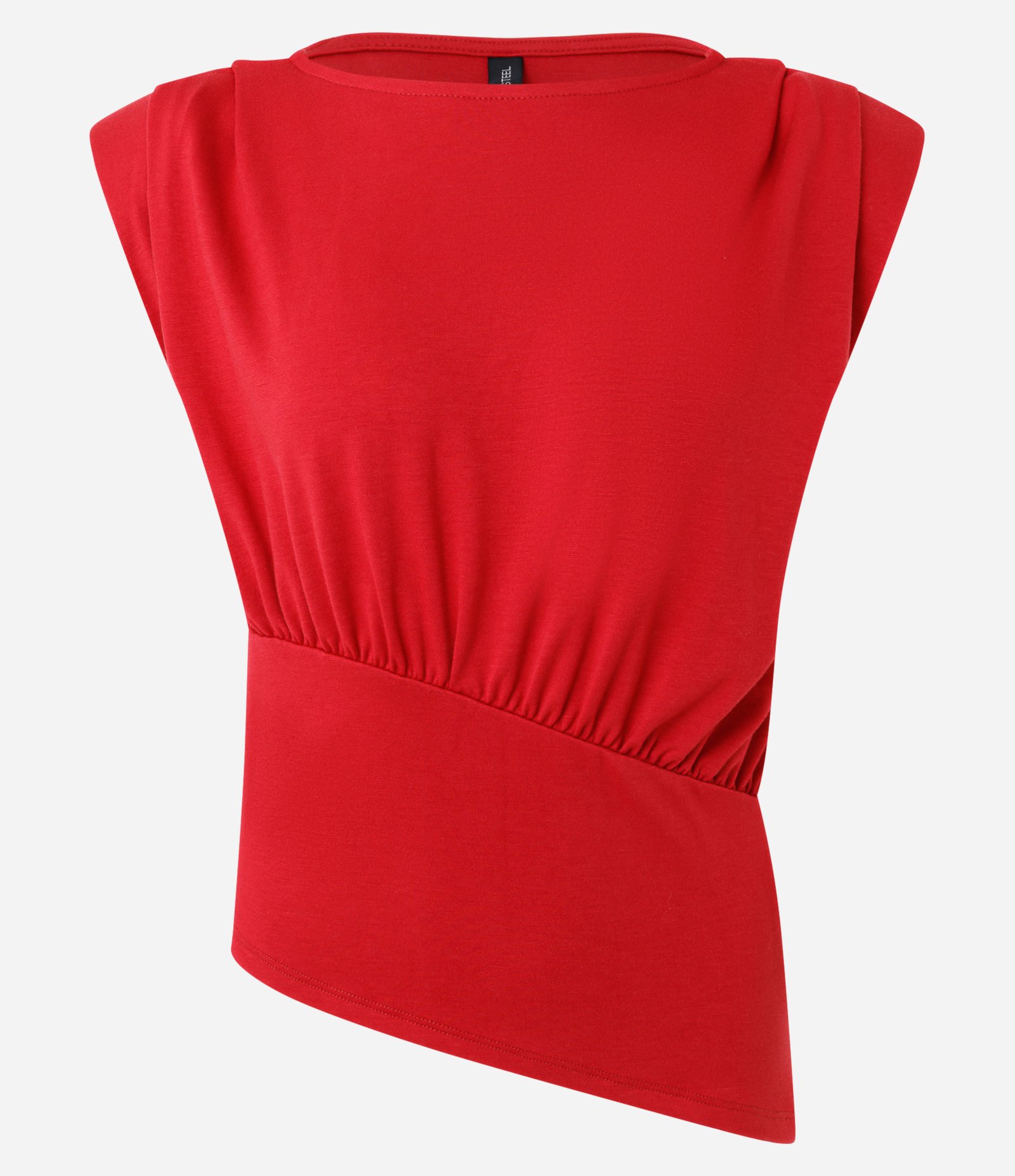 Blusa em Ponto Roma com Ombreira e Pala Vermelho 5