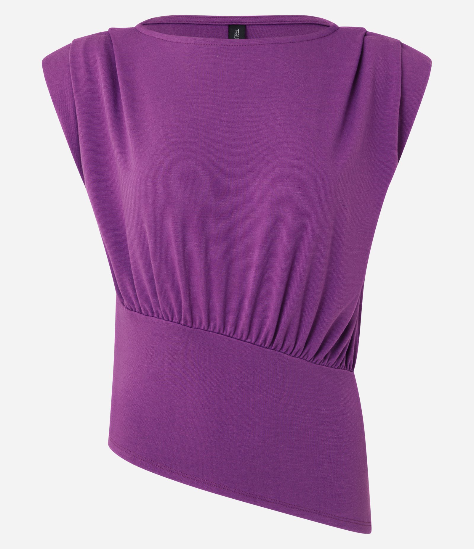 Blusa em Ponto Roma com Ombreira e Pala Roxo 5