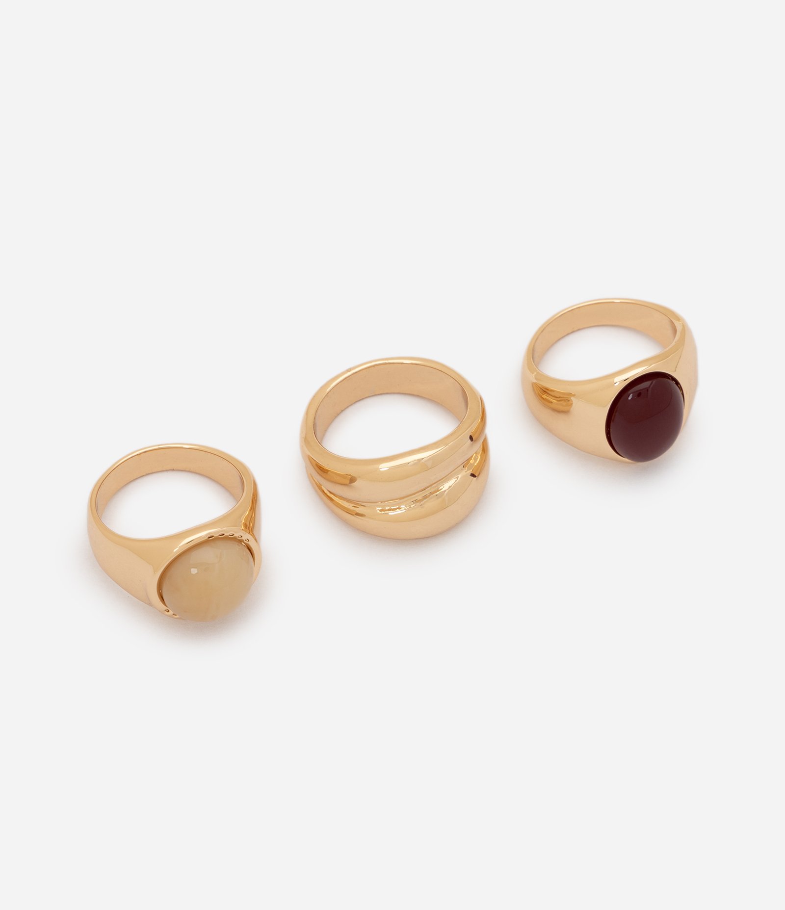 Kit 03 Anéis com Estrutura Robusta Dourado 1