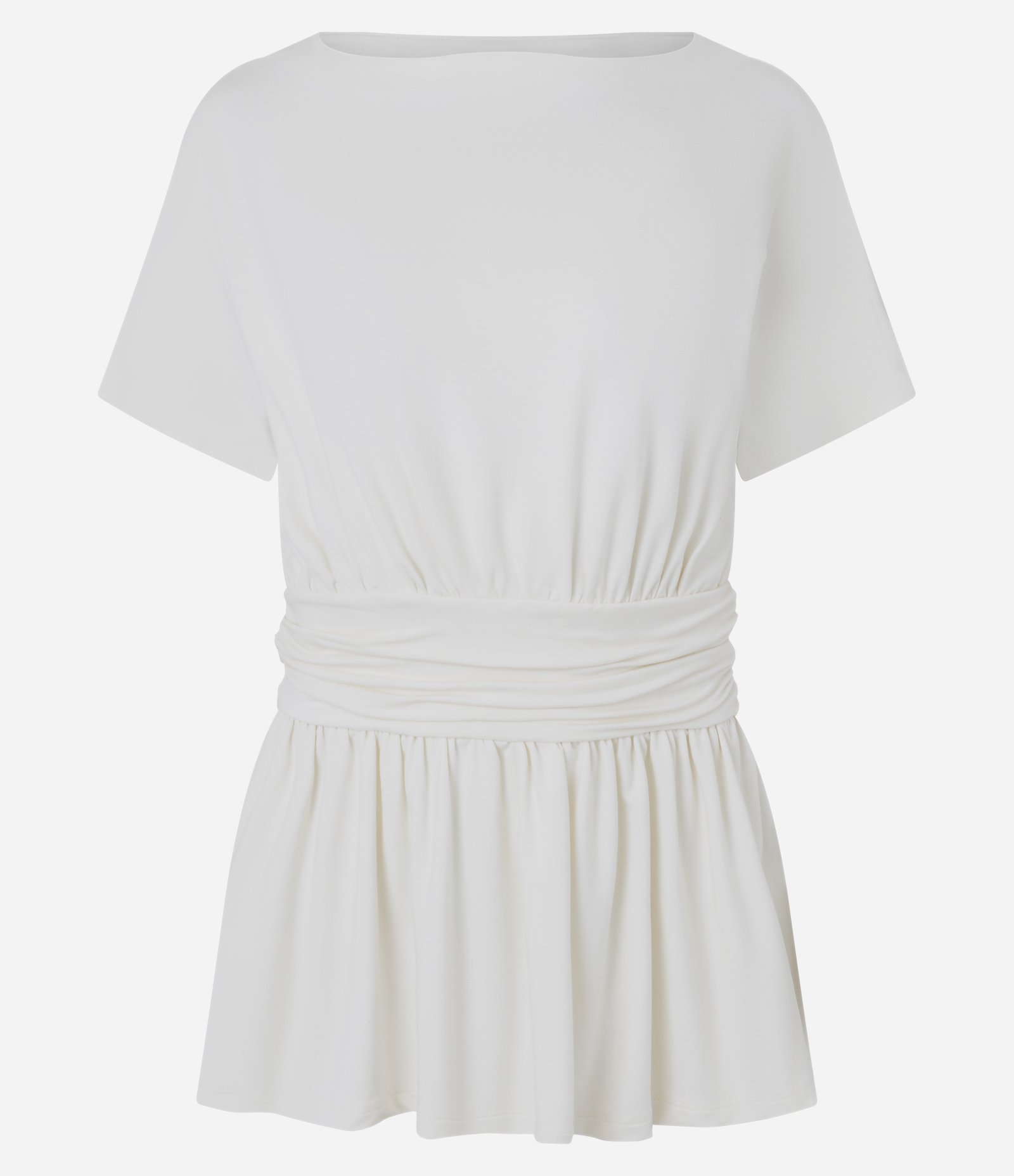 Blusa Peplum em Viscose com Recorte na Cintura Branco 1