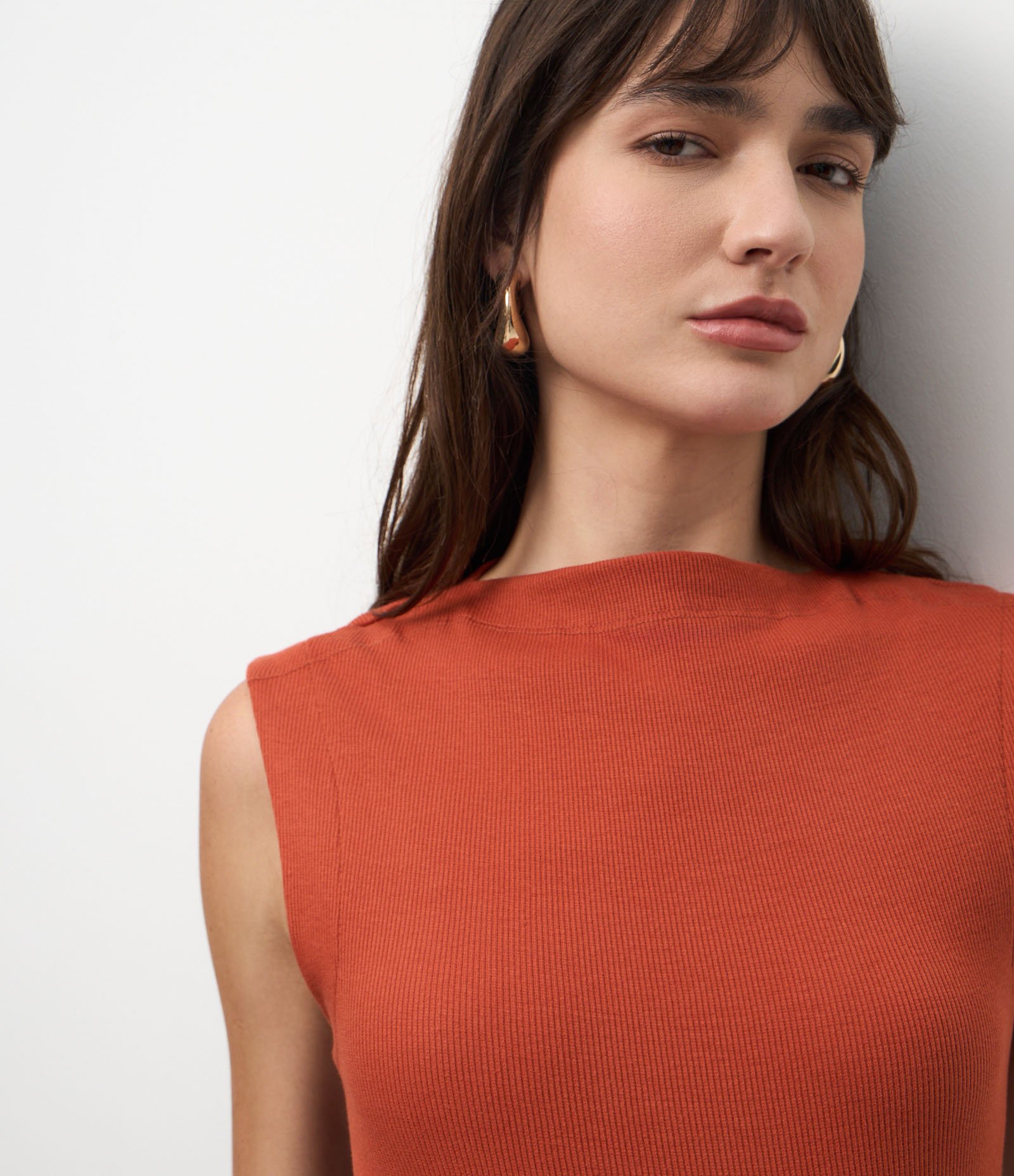 Blusa em Algodão com Gola Canoa Laranja 3