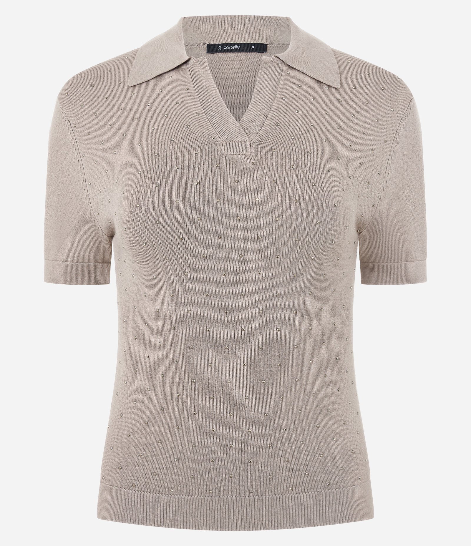 Blusa Polo em Tricô com Aplicação de Brilhos Rosa 5
