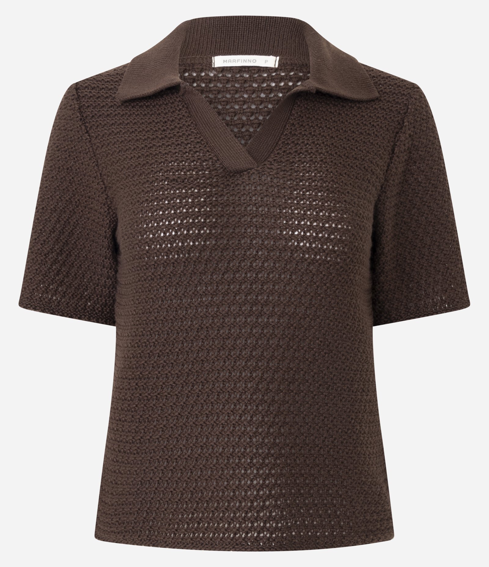 Blusa em Tricô com Gola Polo Marrom 6