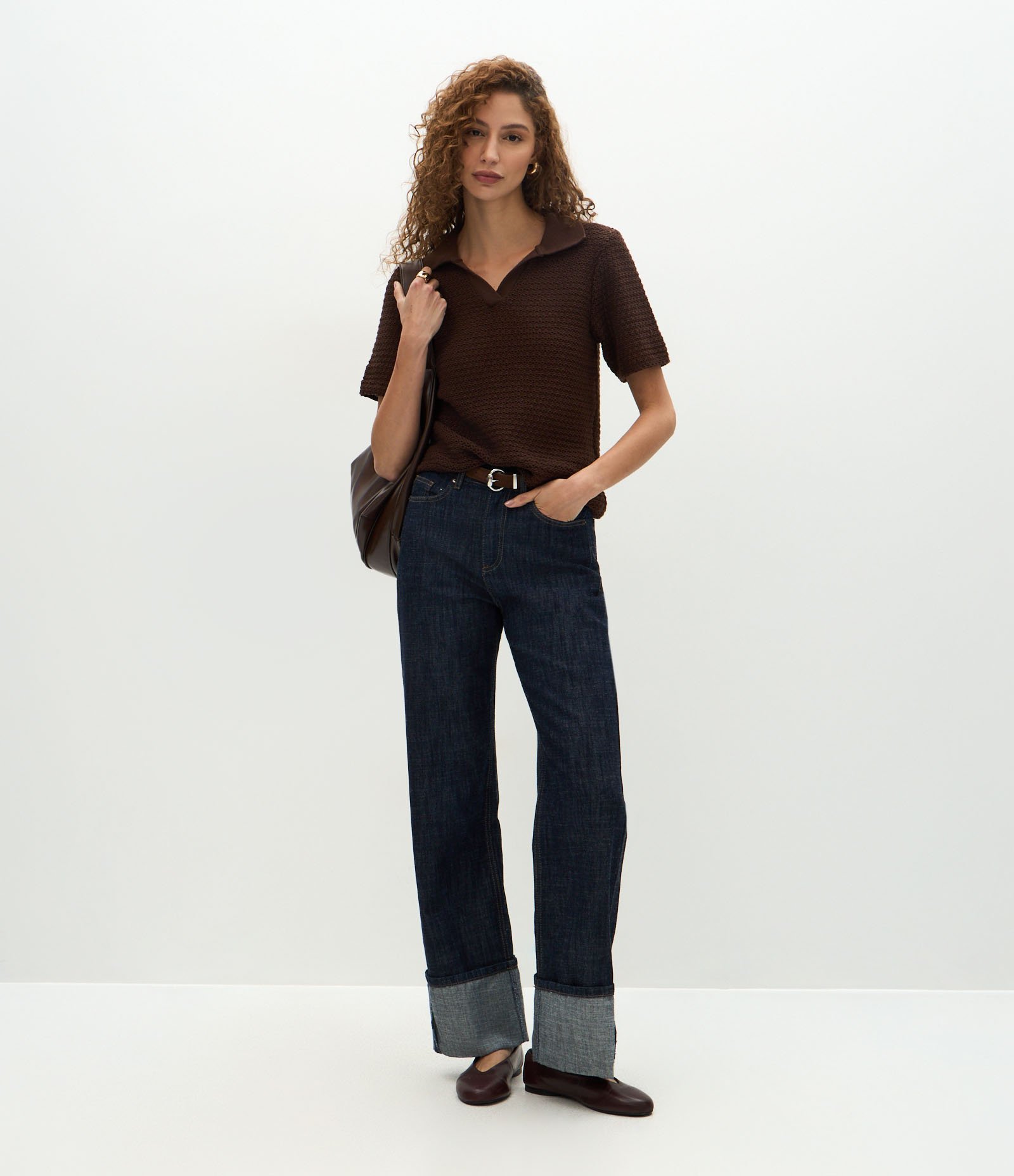 Blusa em Tricô com Gola Polo Marrom 2
