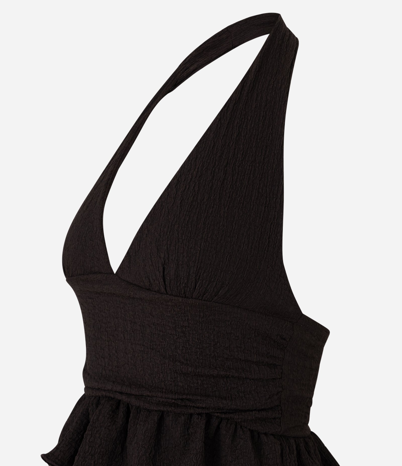 Blusa Frente Única Texturizada com Babados Marrom 6