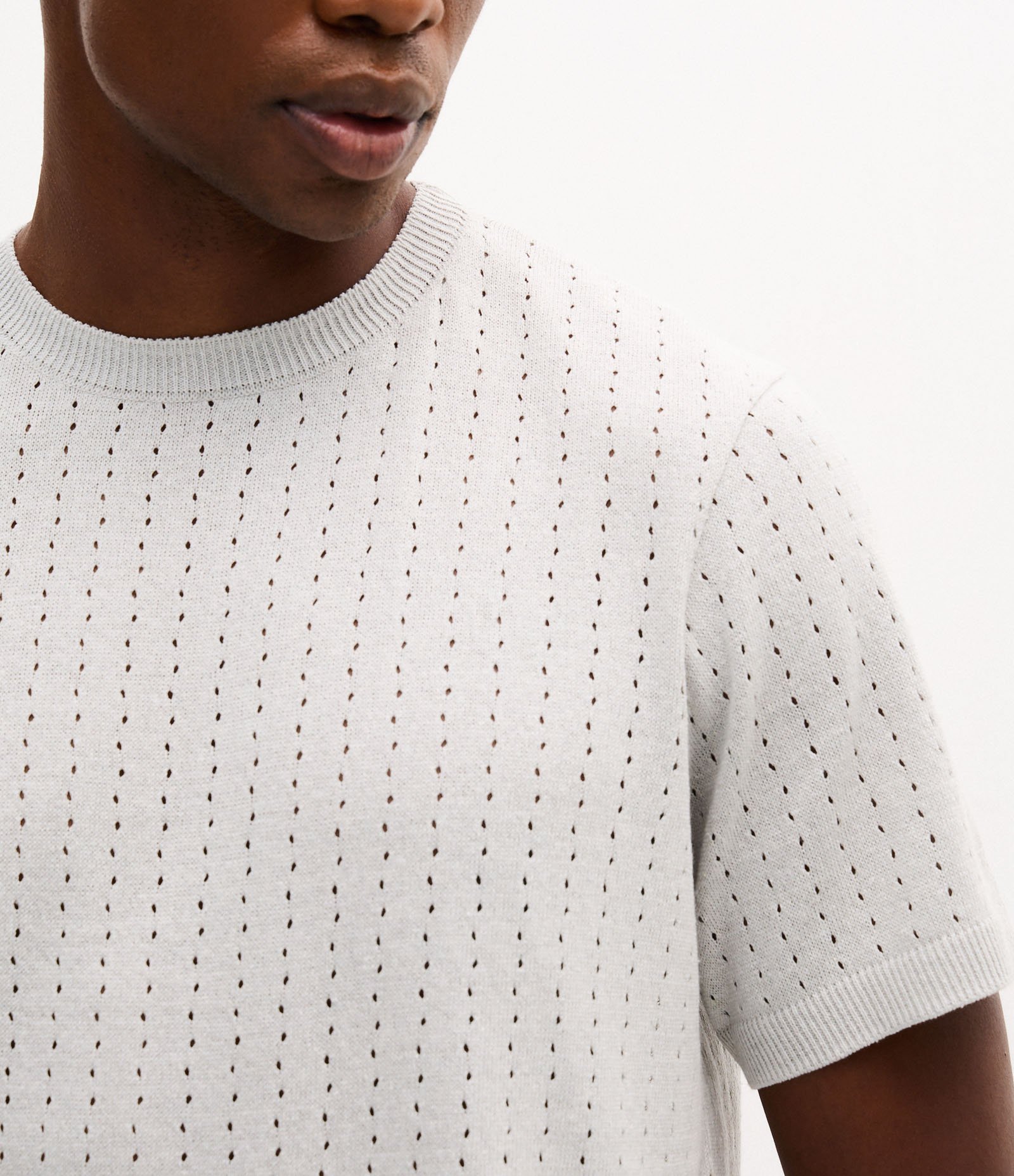 Camiseta Regular Manga Curta Texturizada Cinza 3