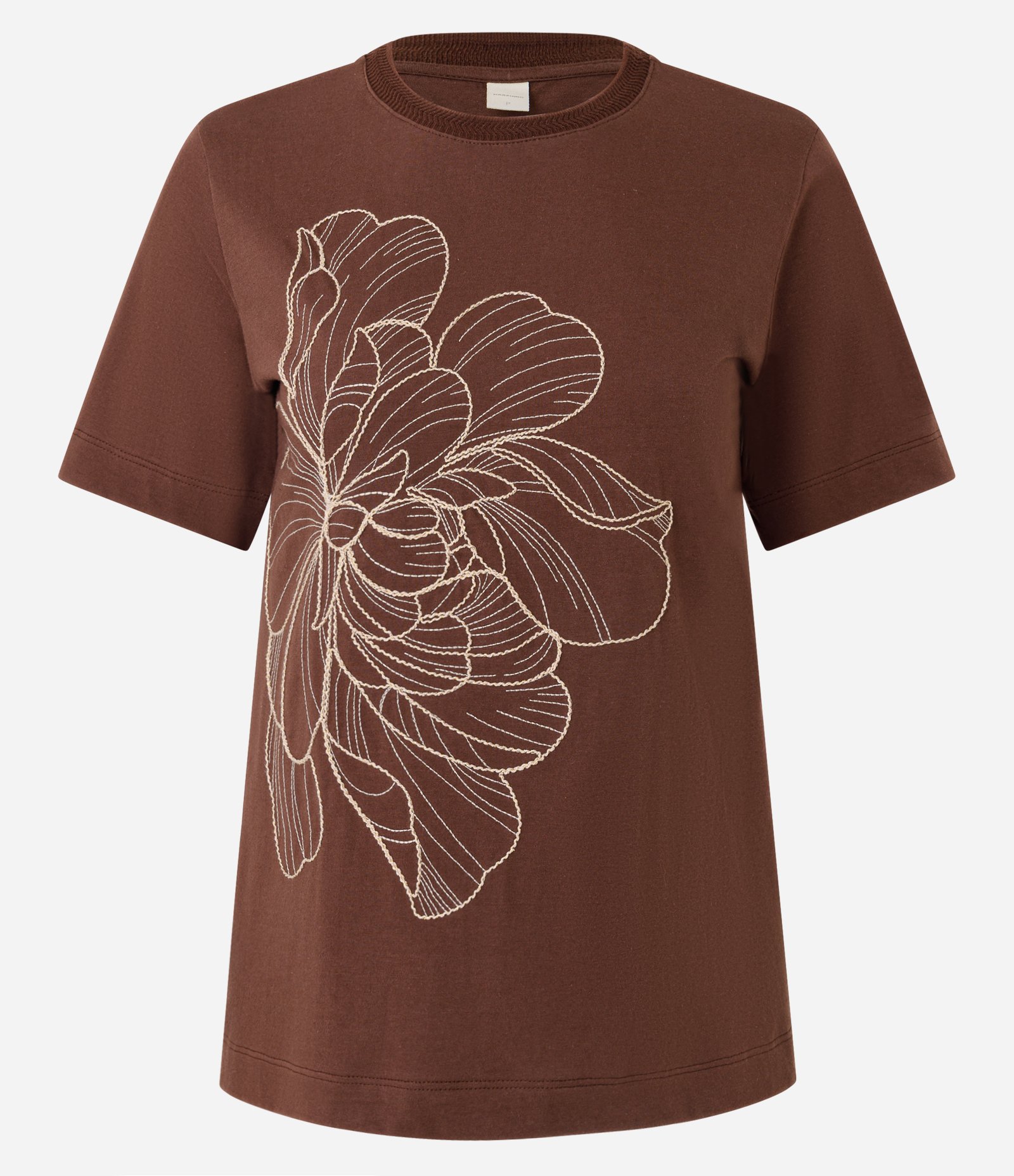 Blusa em Algodão com Bordado de Flor Marrom 1