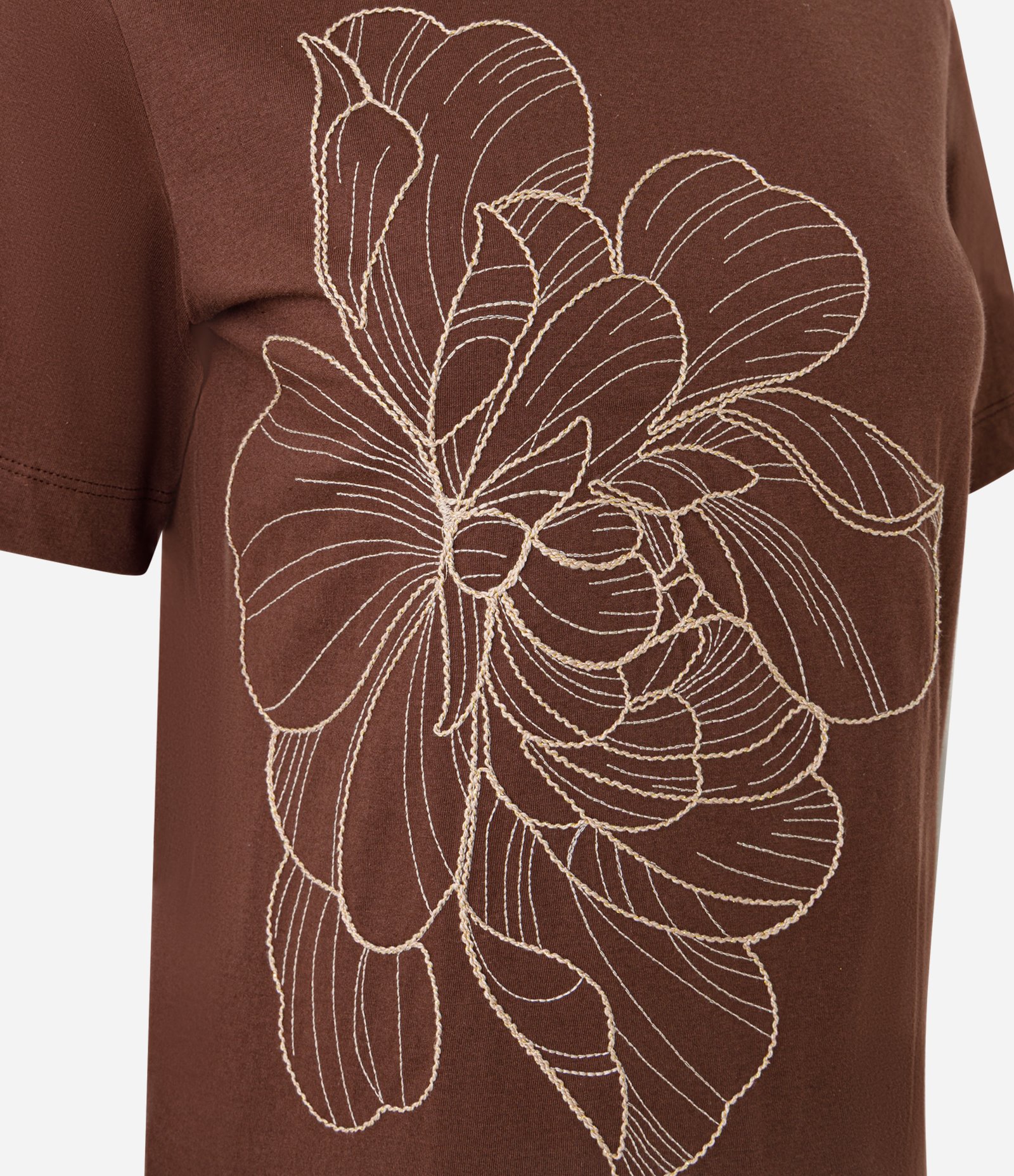 Blusa em Algodão com Bordado de Flor Marrom 2