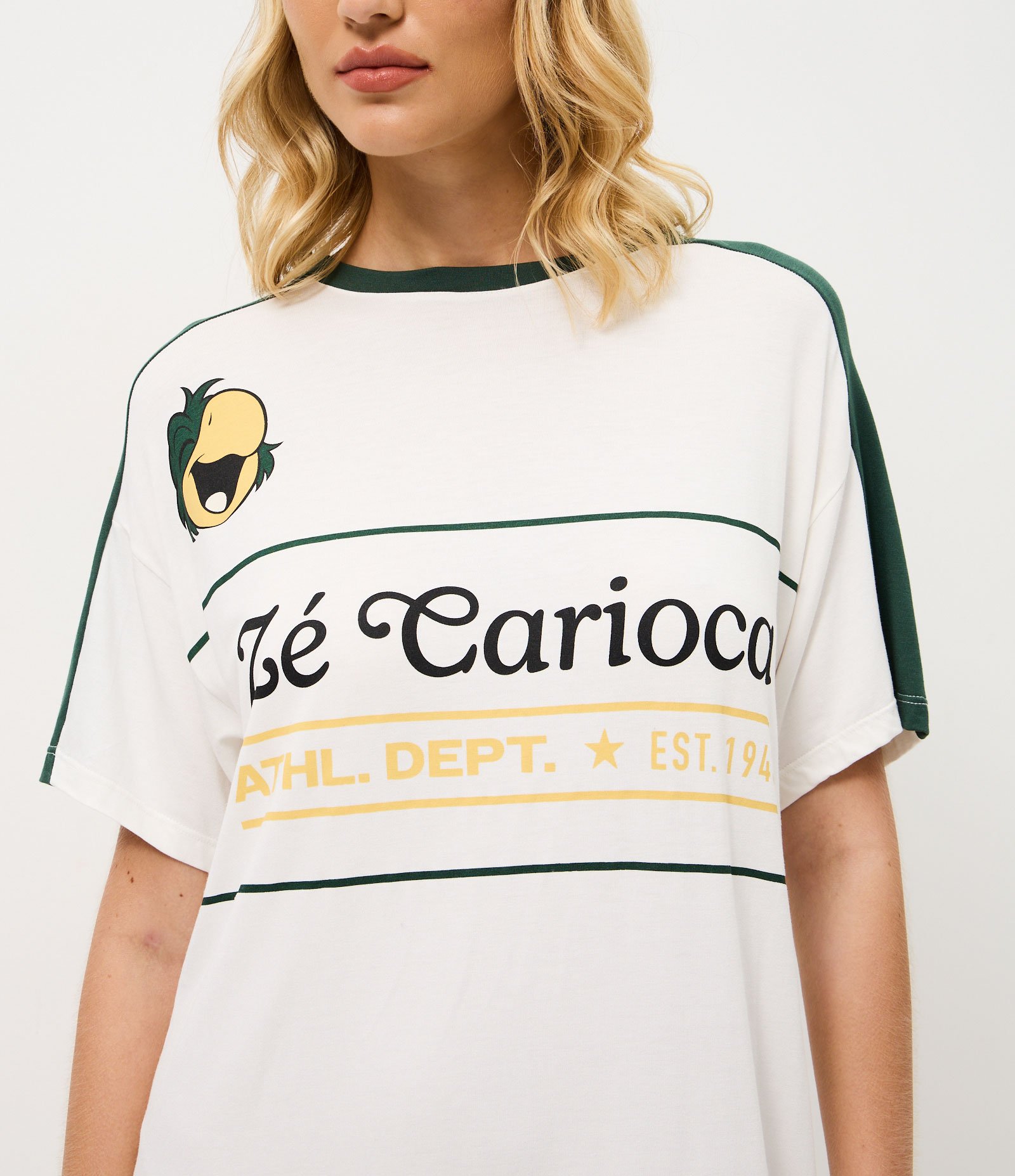 Camisola Curta em Viscolycra Estampa Zé Carioca Branco 3