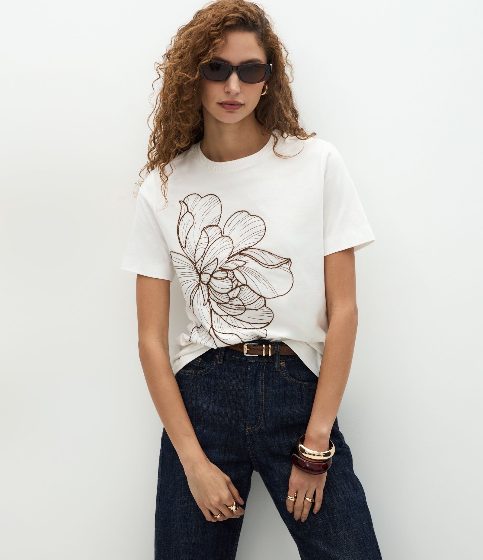Blusa em Algodão com Bordado de Flor Branco 1