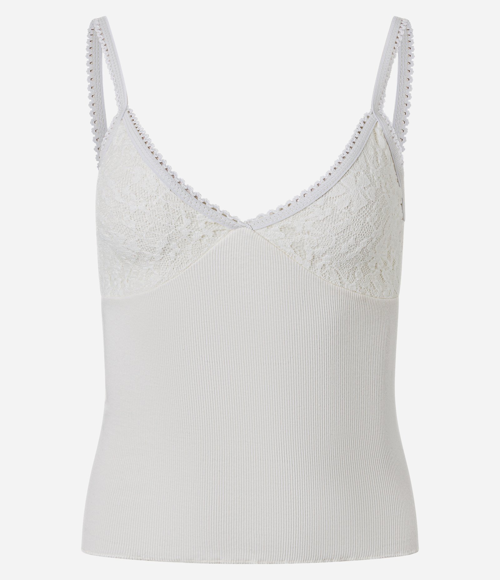 Blusa de Alcinha Texturizada com Busto em Renda Off White 5