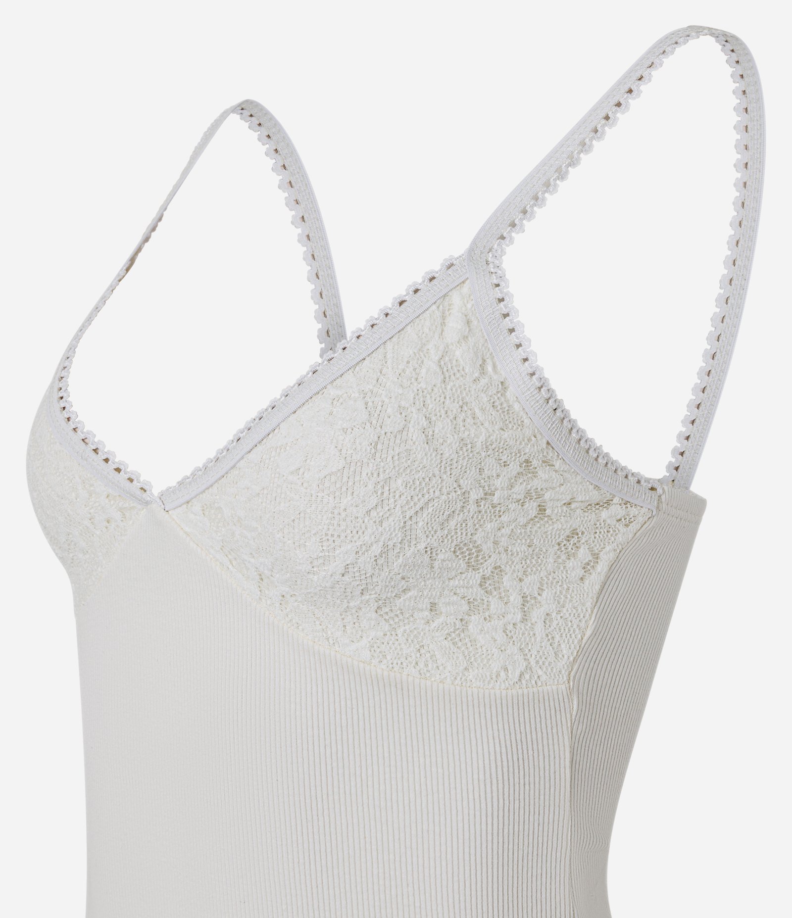 Blusa de Alcinha Texturizada com Busto em Renda Off White 6