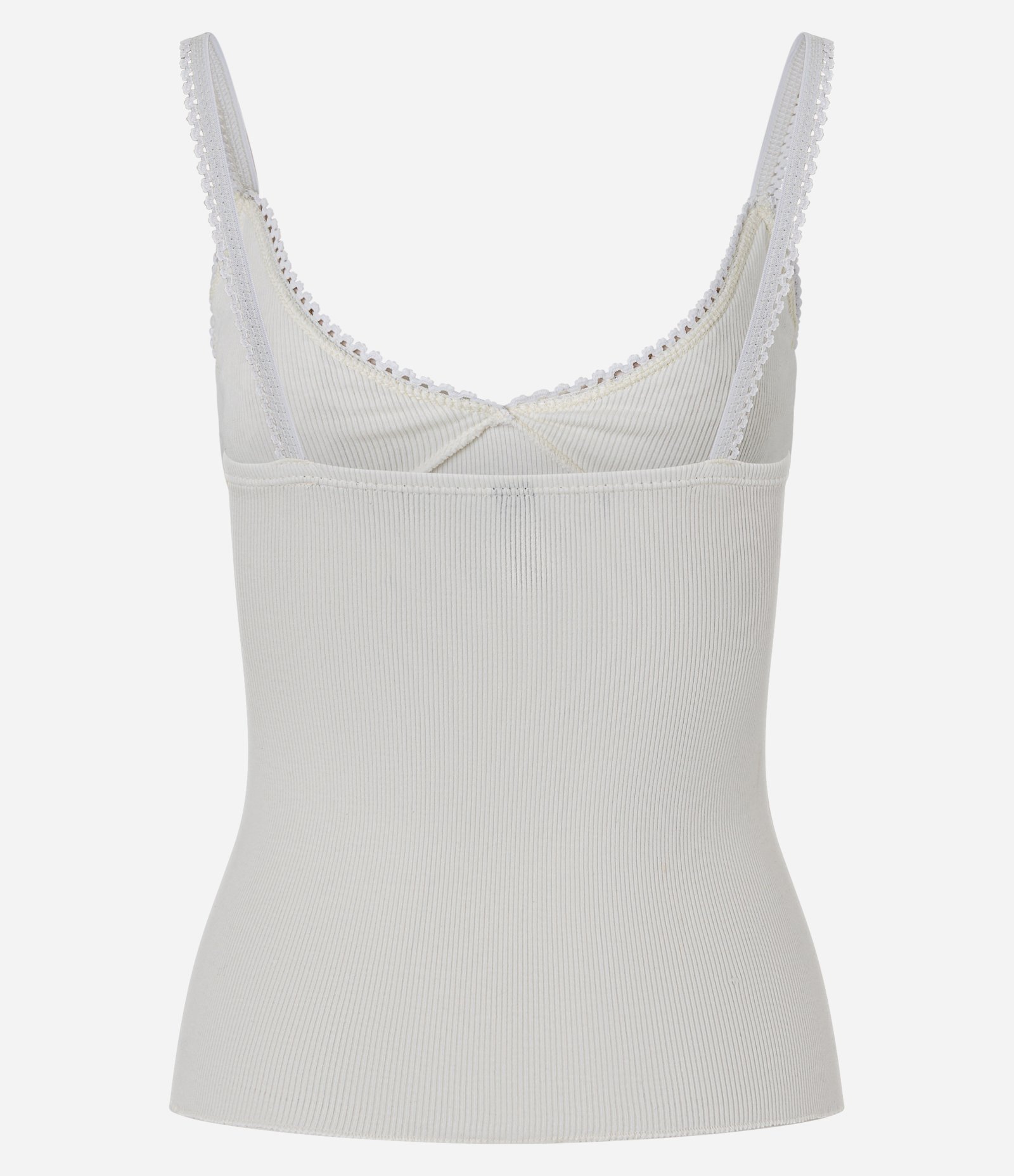 Blusa de Alcinha Texturizada com Busto em Renda Off White 7