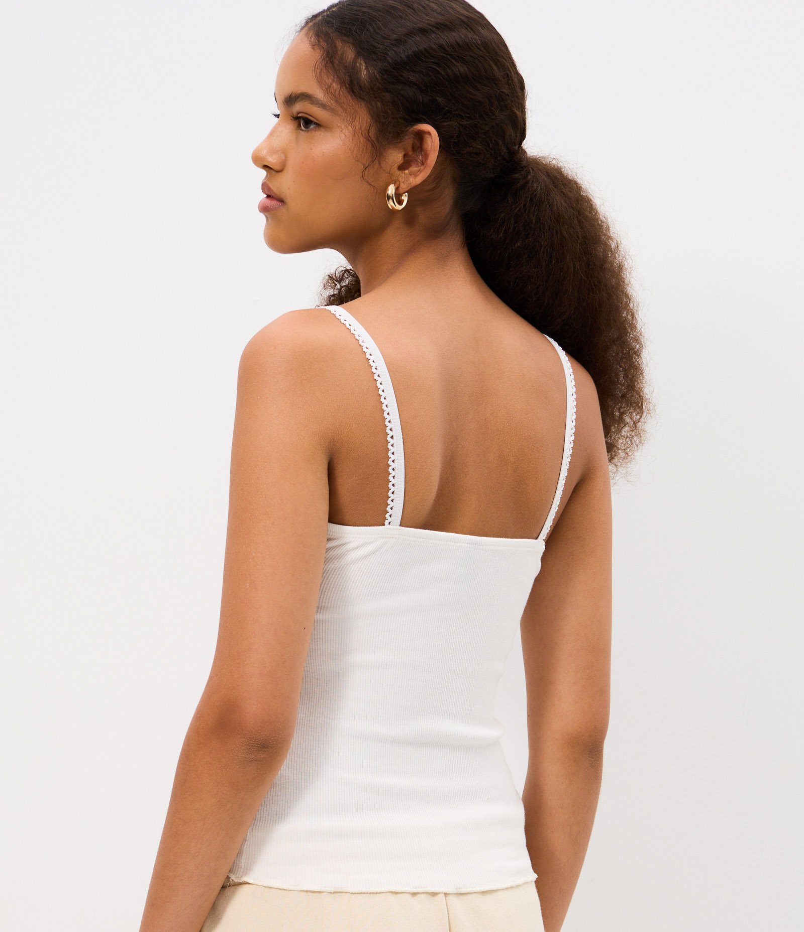 Blusa de Alcinha Texturizada com Busto em Renda Off White 4