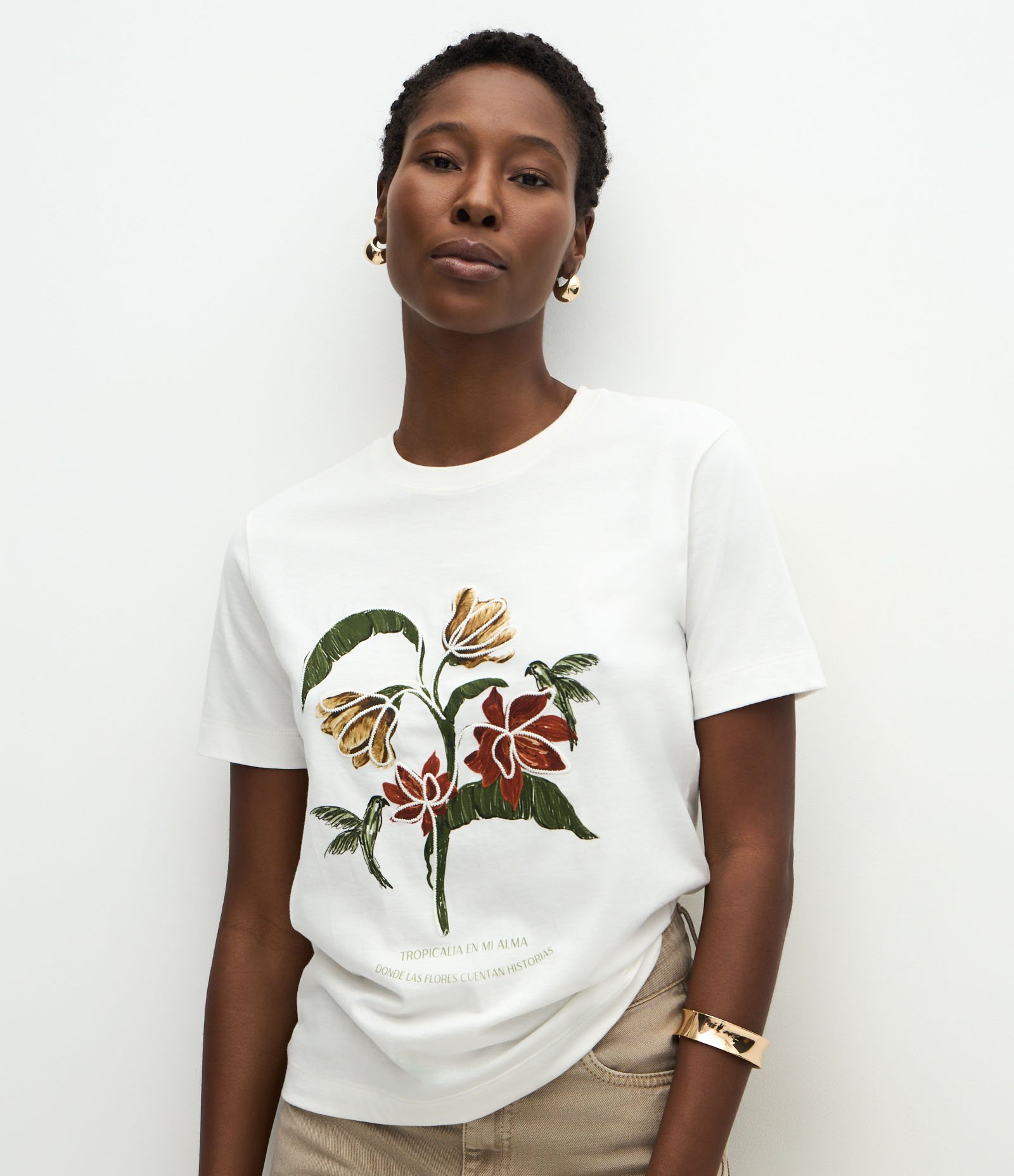 Blusa em Algodão com Estampa Floral Branco 1