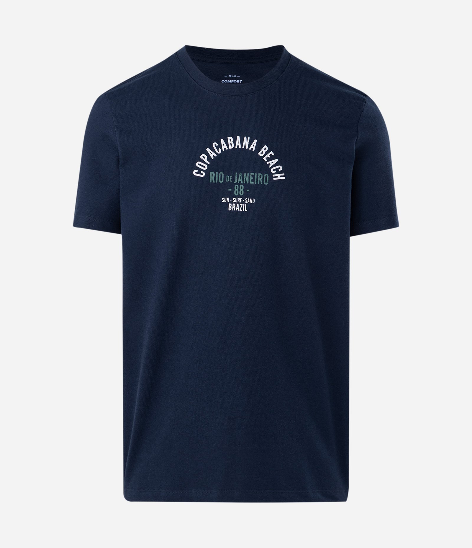 Camiseta Manga Curta com Lettering Copacabana Azul 5