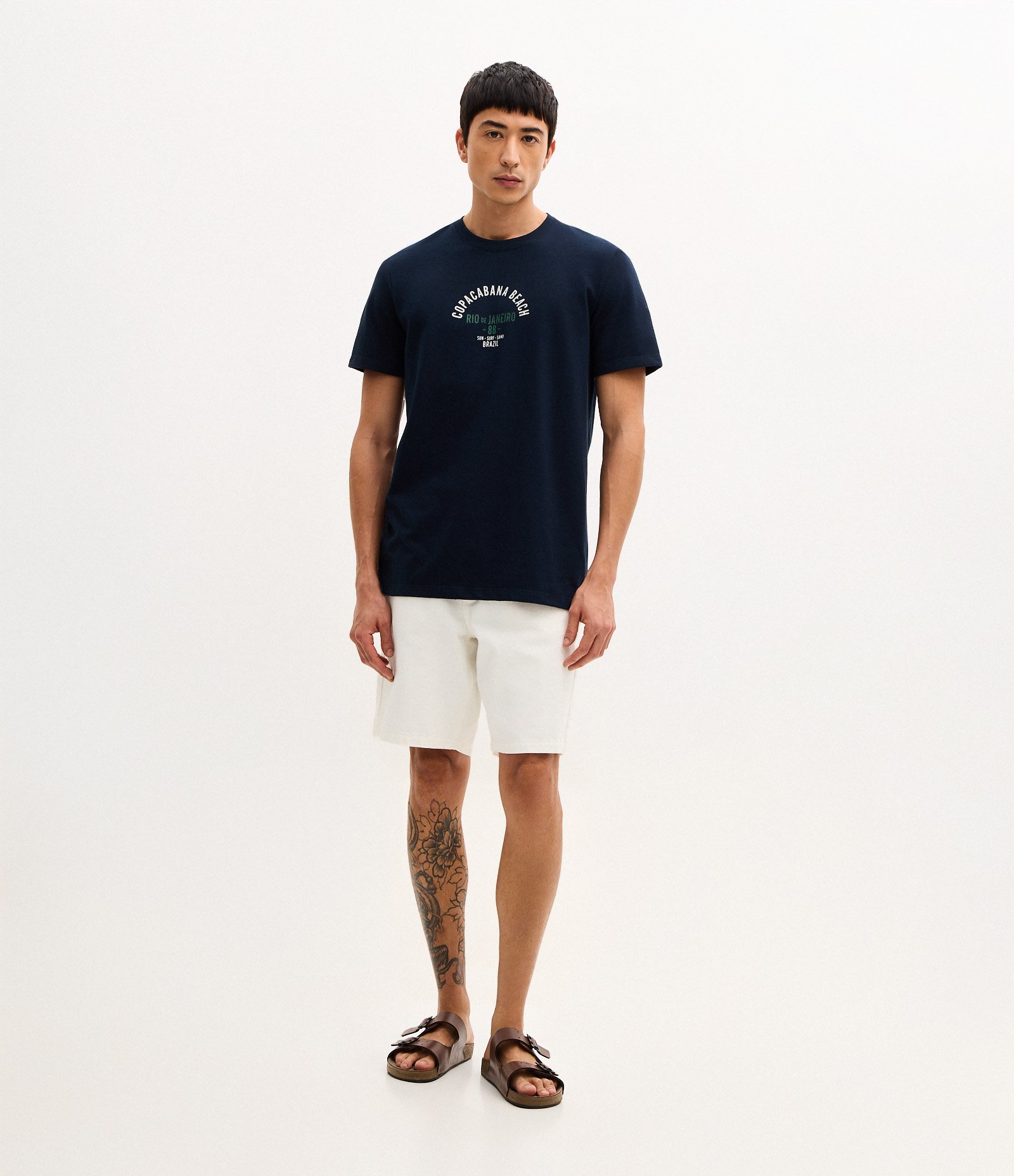 Camiseta Manga Curta com Lettering Copacabana Azul 2