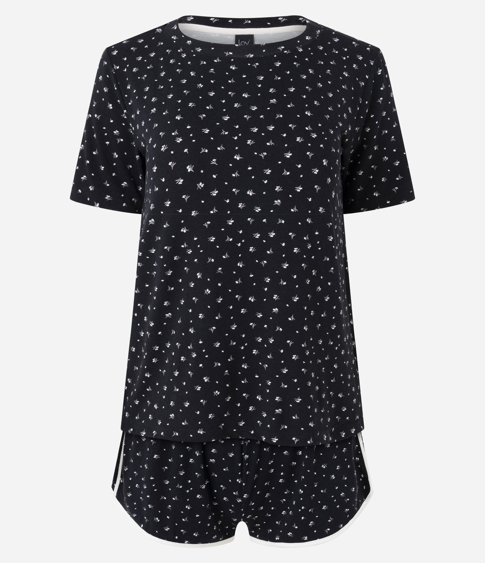 Pijama Curto em Viscolycra com Estampa Floral Preto 5