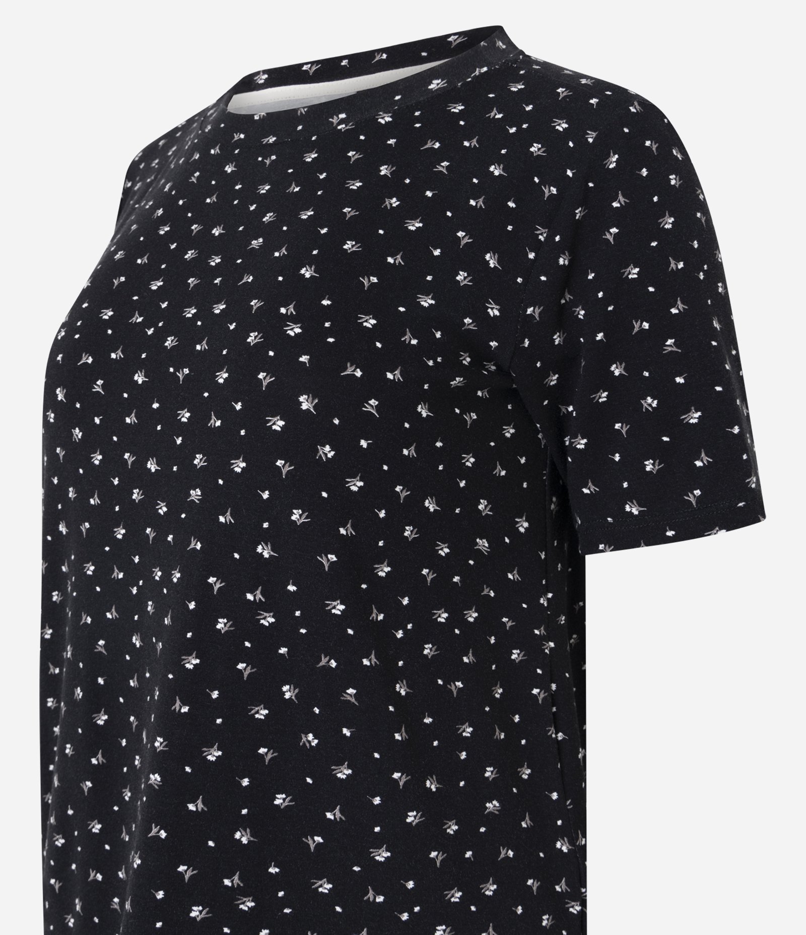 Pijama Curto em Viscolycra com Estampa Floral Preto 7