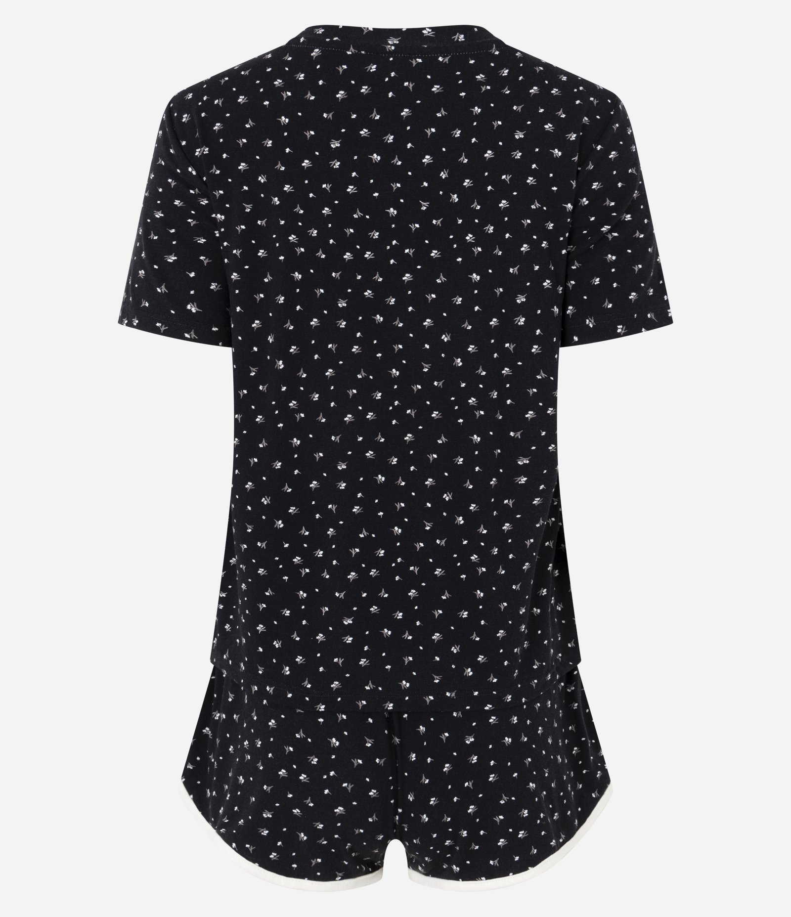 Pijama Curto em Viscolycra com Estampa Floral Preto 8