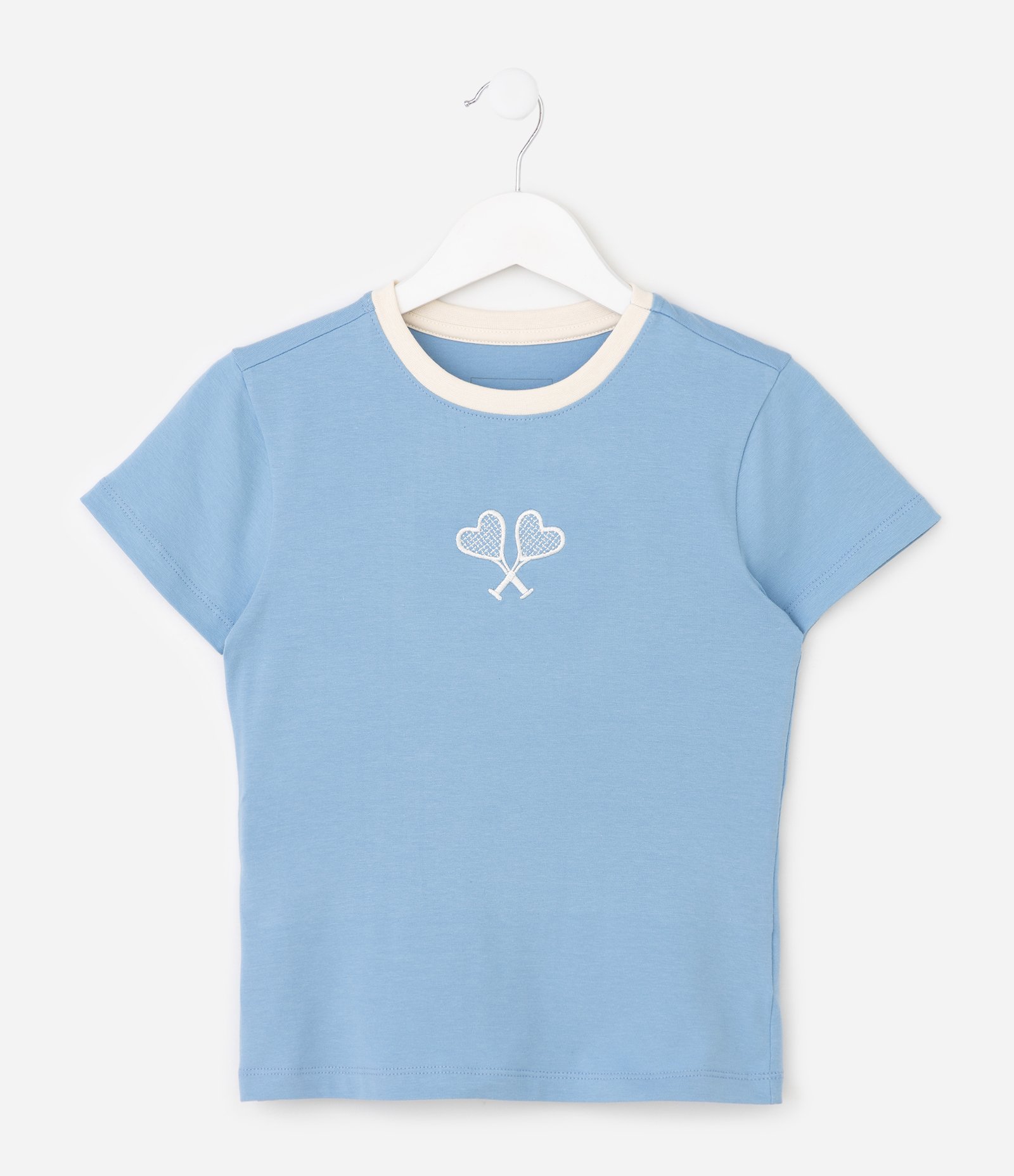 Camiseta Infantil em Algodão com Gola Contrastante - Tam 5 a 16 Anos Azul 2