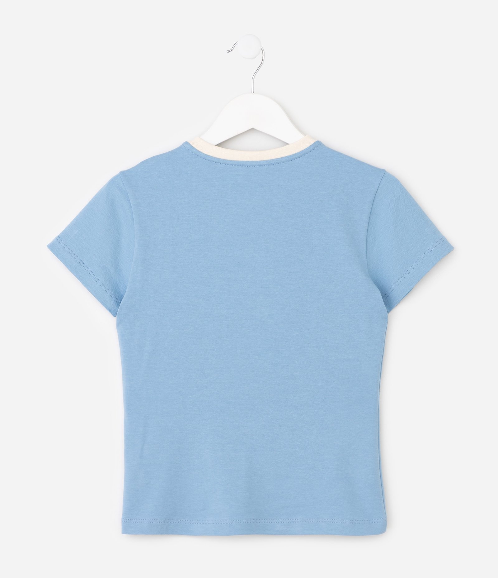 Camiseta Infantil em Algodão com Gola Contrastante - Tam 5 a 16 Anos Azul 3