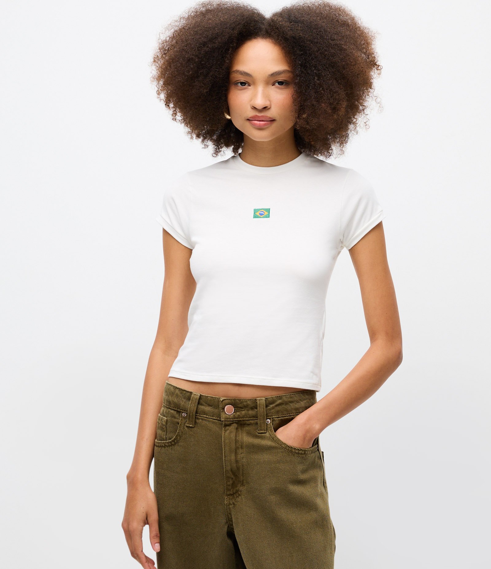 Camiseta Baby Tee com Estampa Brasil 3