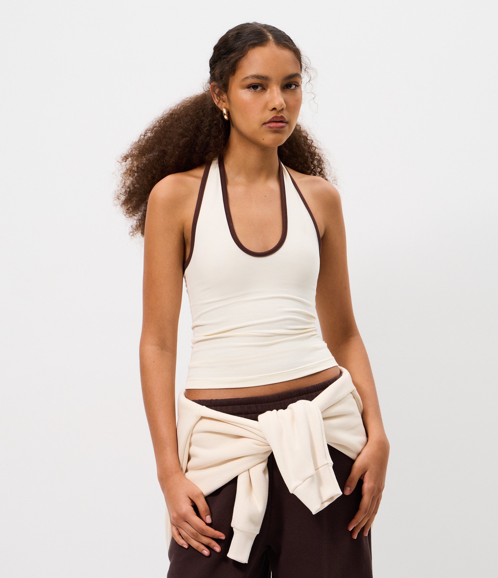 Blusa Frente Única em Ponto Roma com Contraste Off White 1