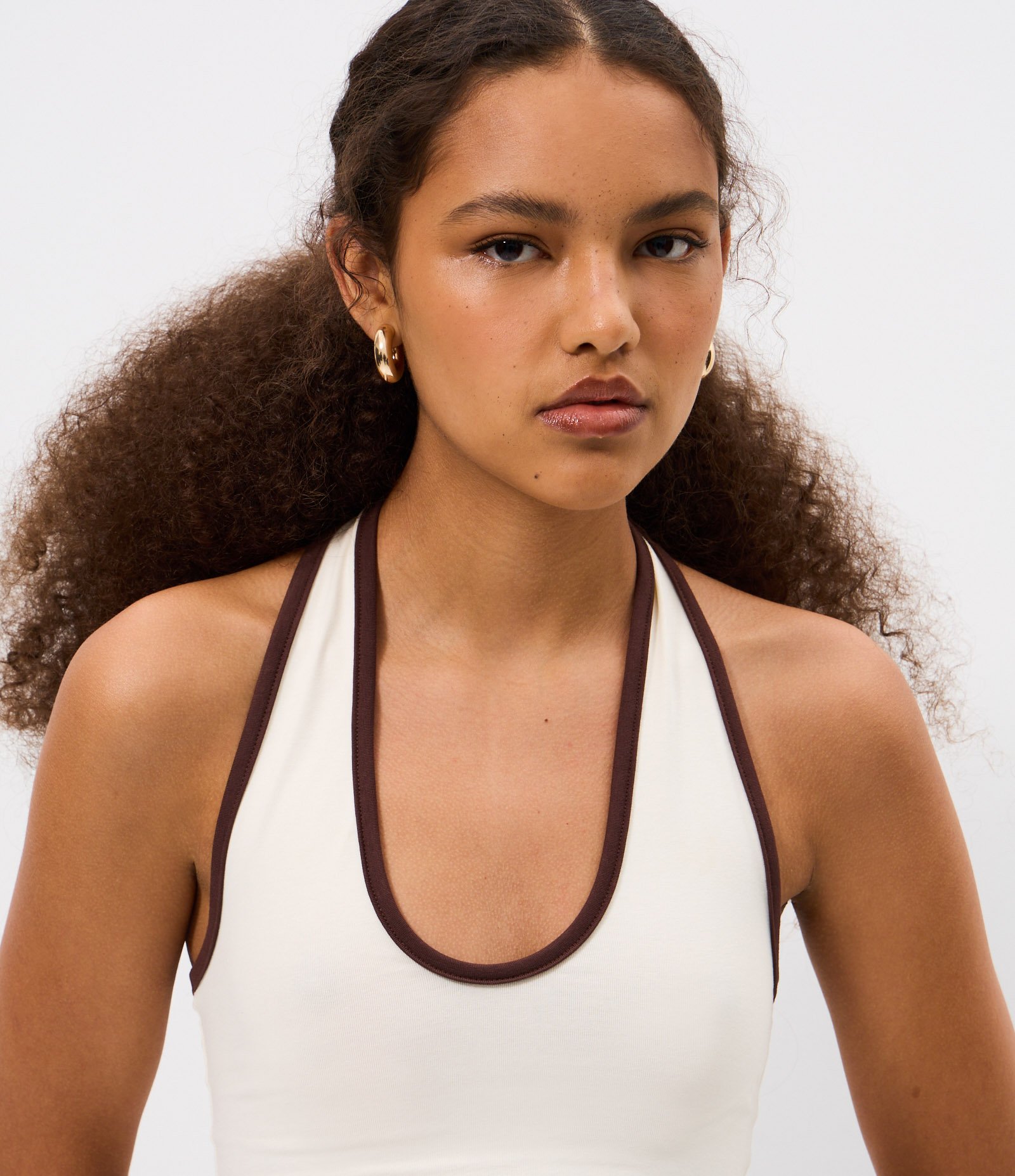 Blusa Frente Única em Ponto Roma com Contraste Off White 3