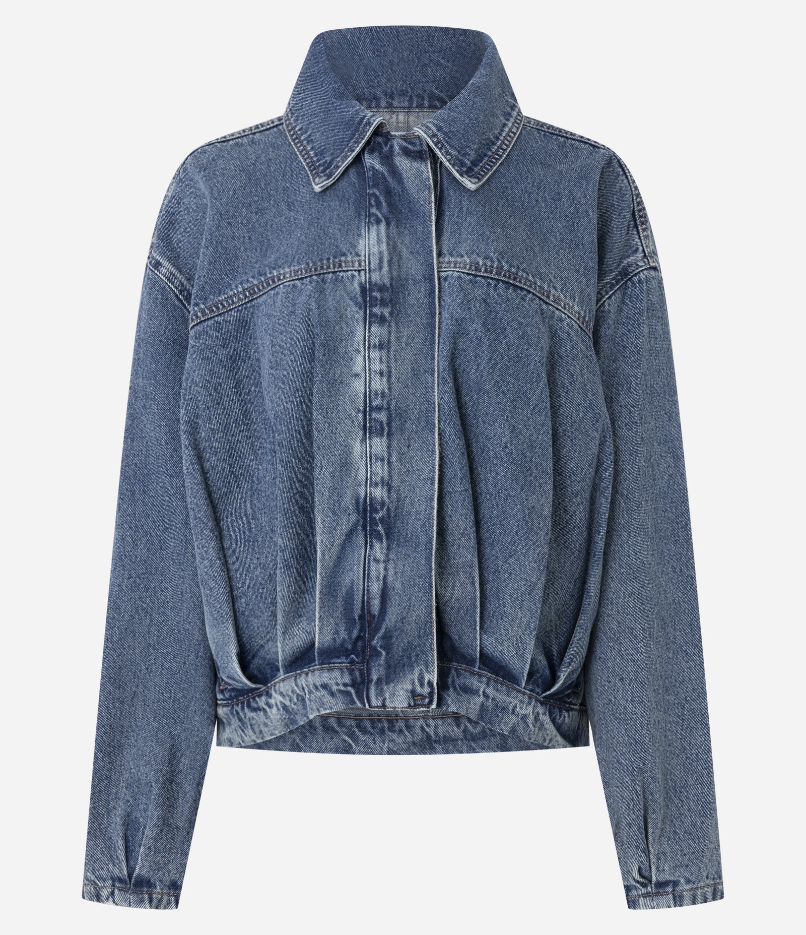 Jaqueta Jeans com Pregas Frontais e Posteriores Azul 1