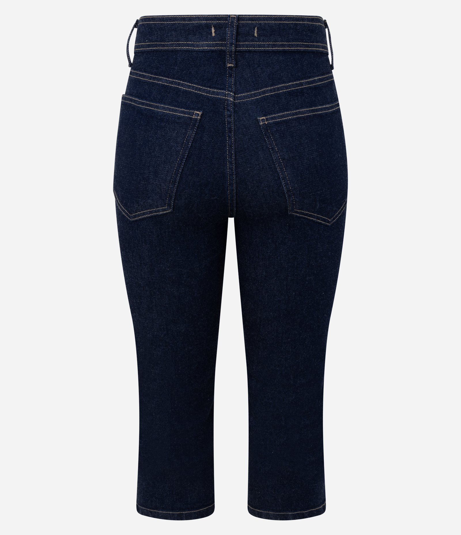 Calça Capri em Jeans Cintura Media com Bolsos Azul Escuro 7