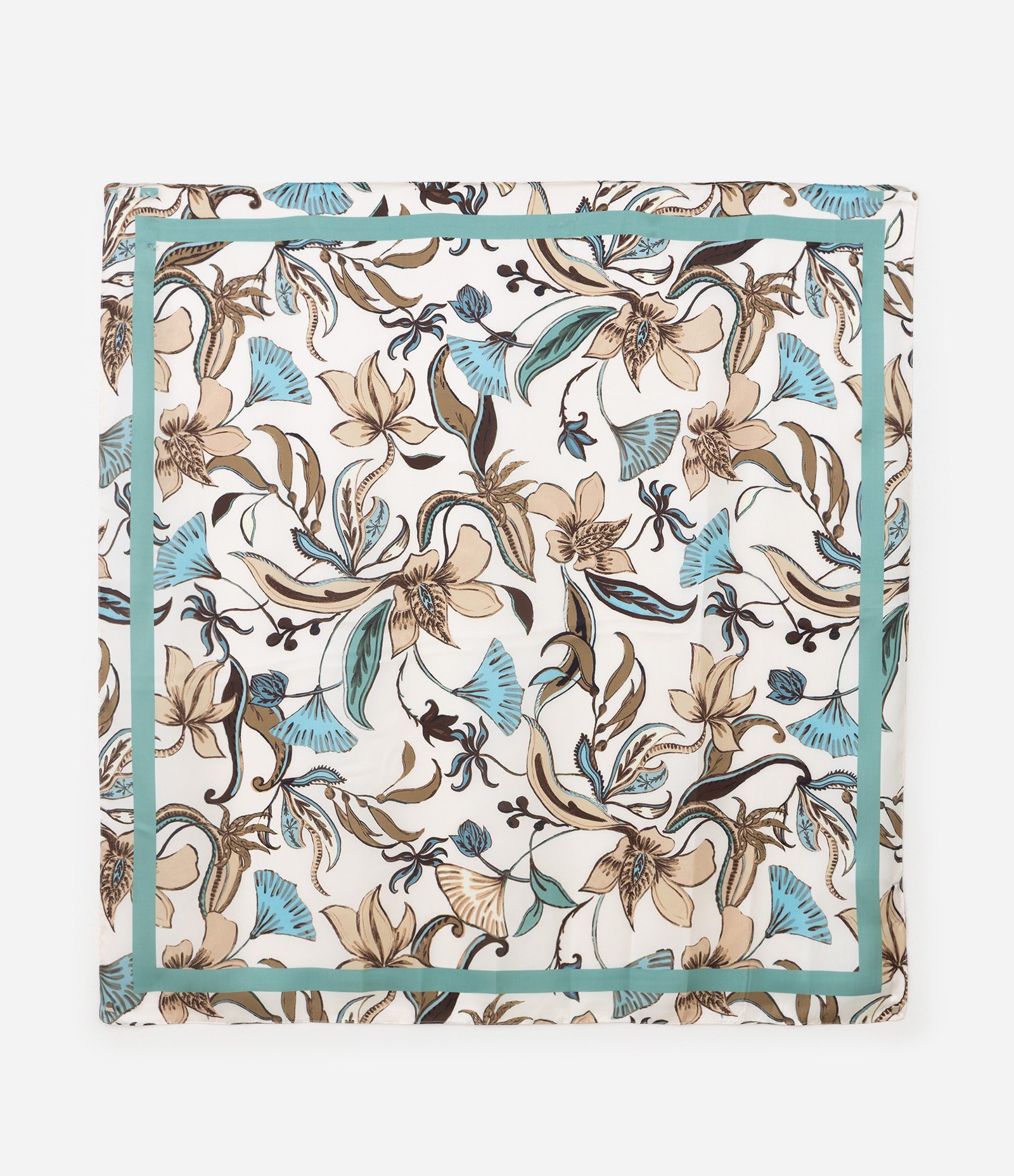 Lenço em Cetim com Estampa Floral Multicores 1