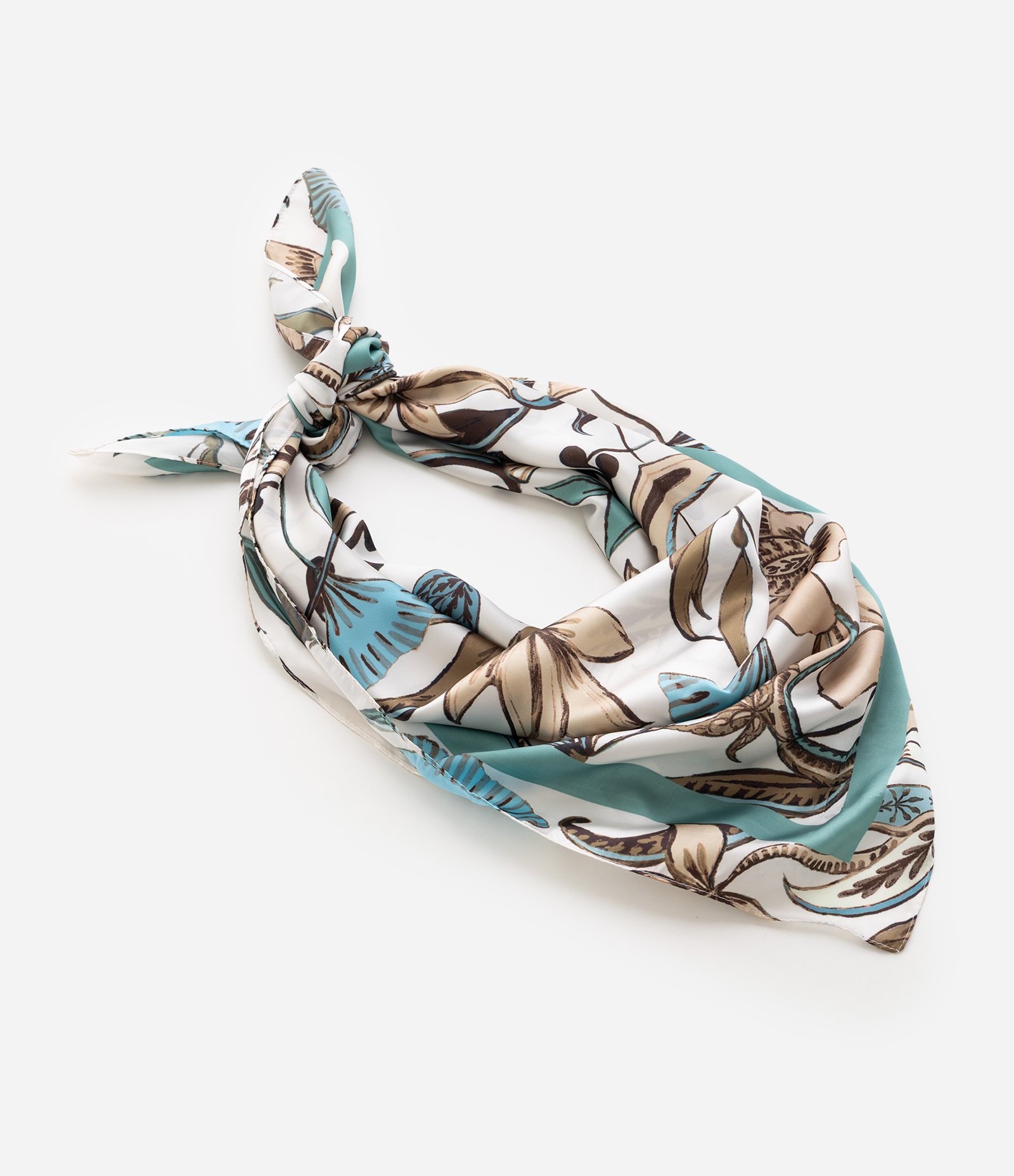 Lenço em Cetim com Estampa Floral Multicores 3