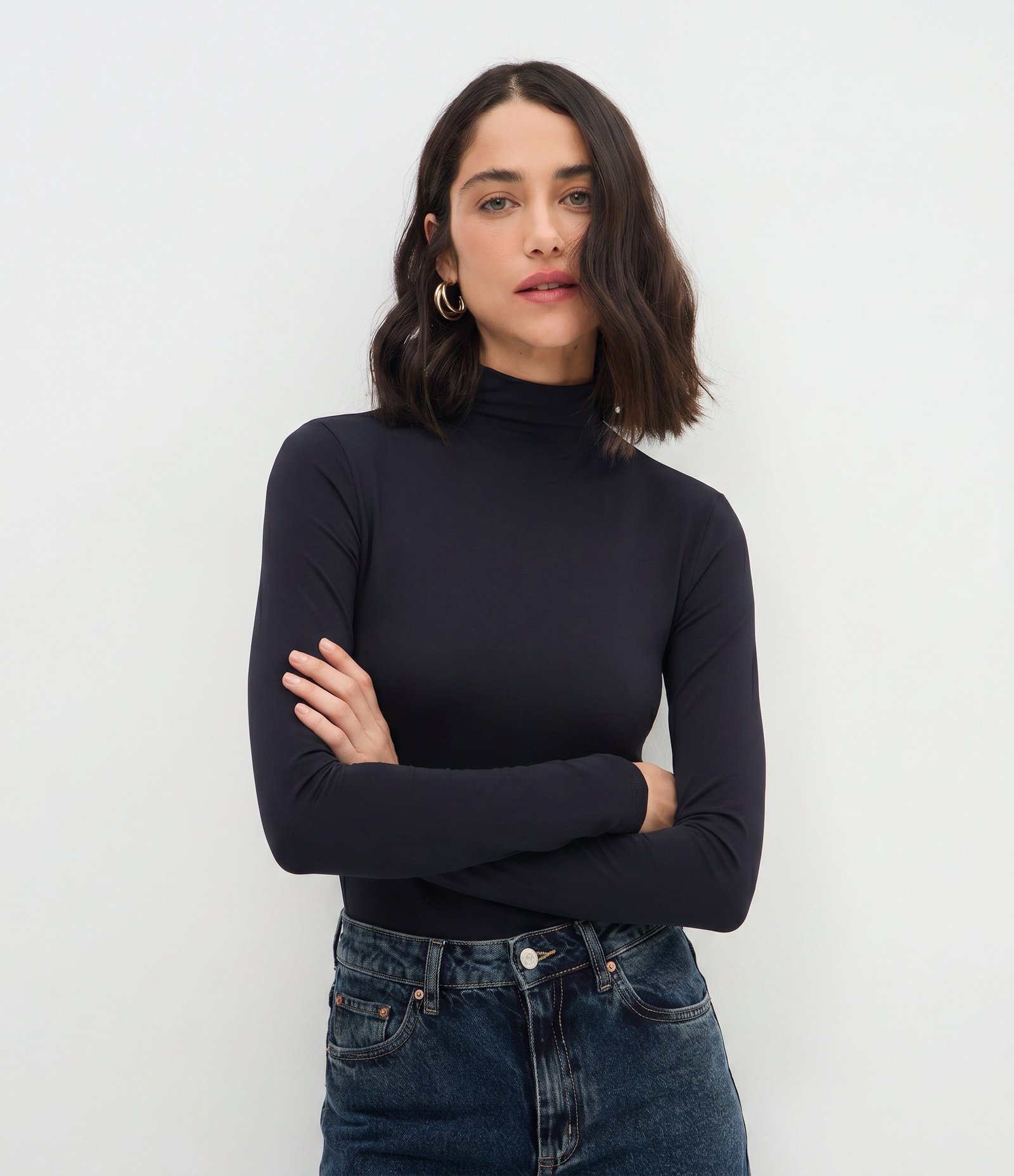 Blusa em Poliamida com Gola Alta Preto 1