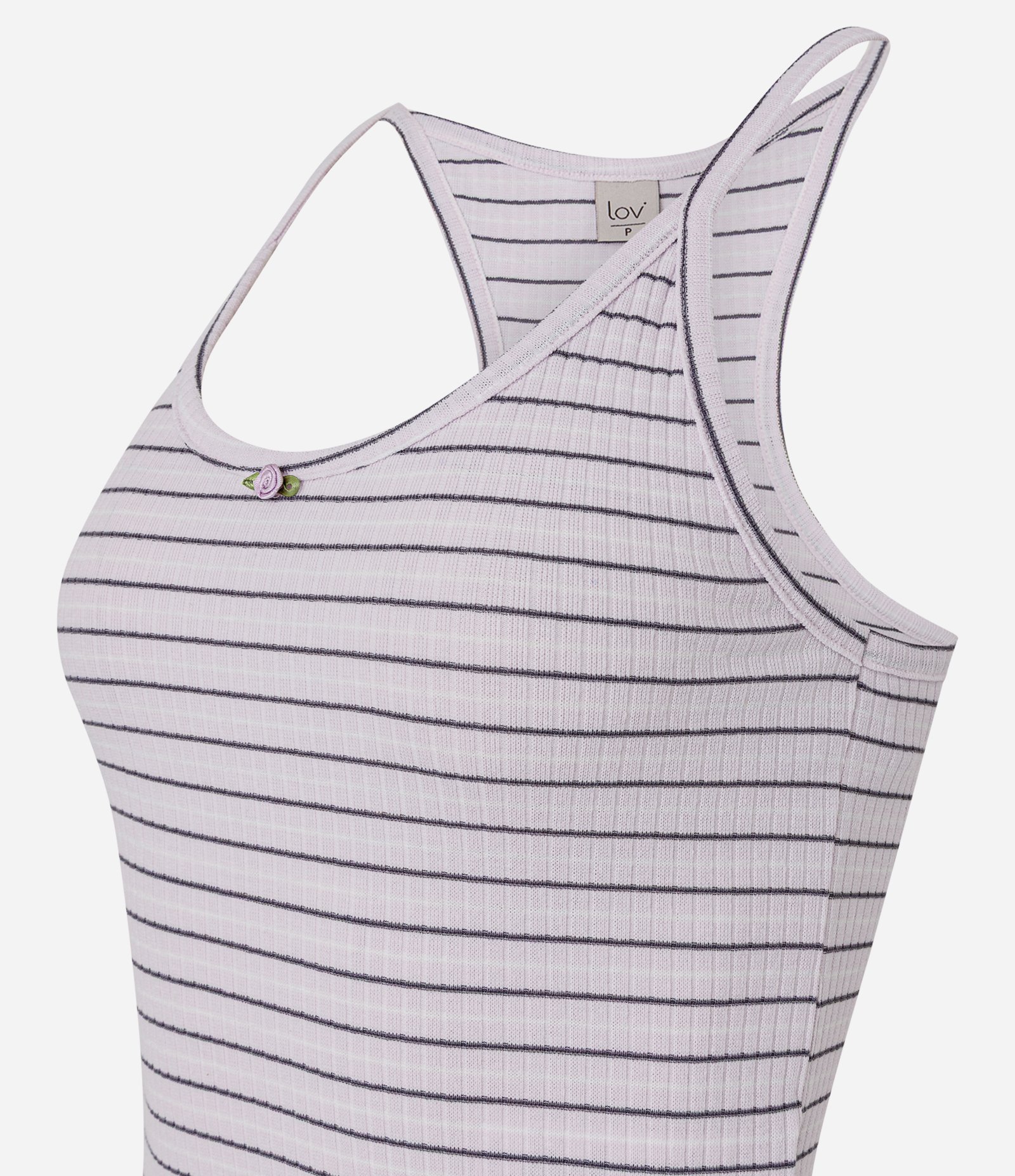 Pijama Short Doll em Ribana com Listras Fio Tinto Roxo 2