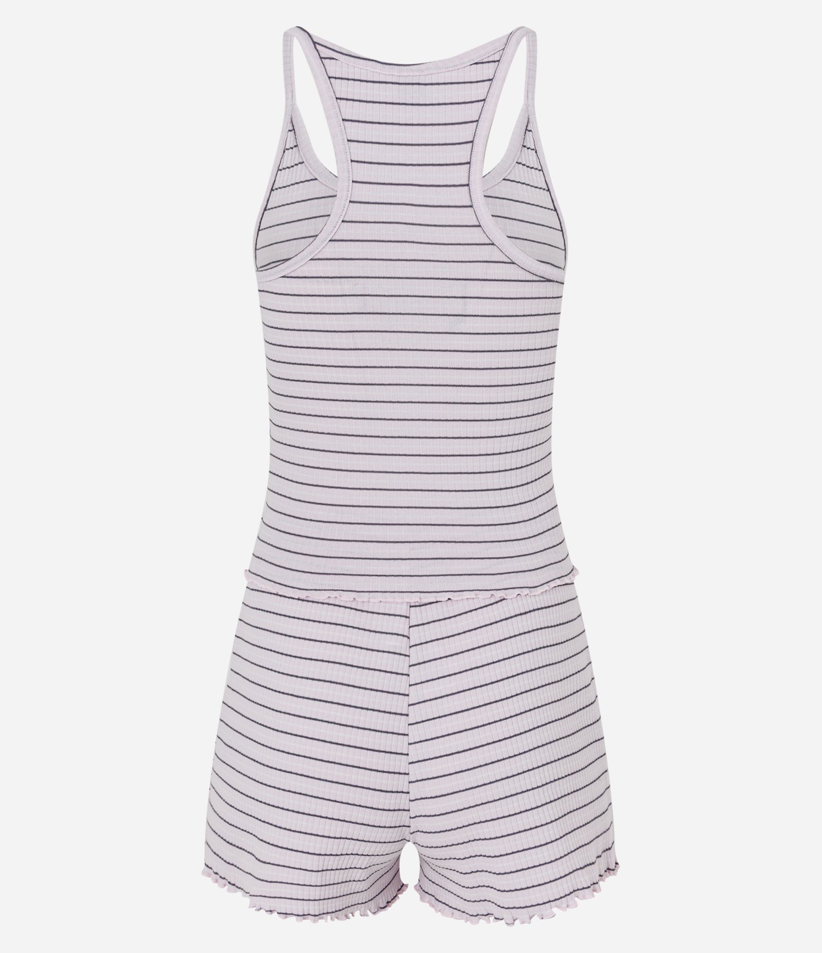 Pijama Short Doll em Ribana com Listras Fio Tinto Roxo 3