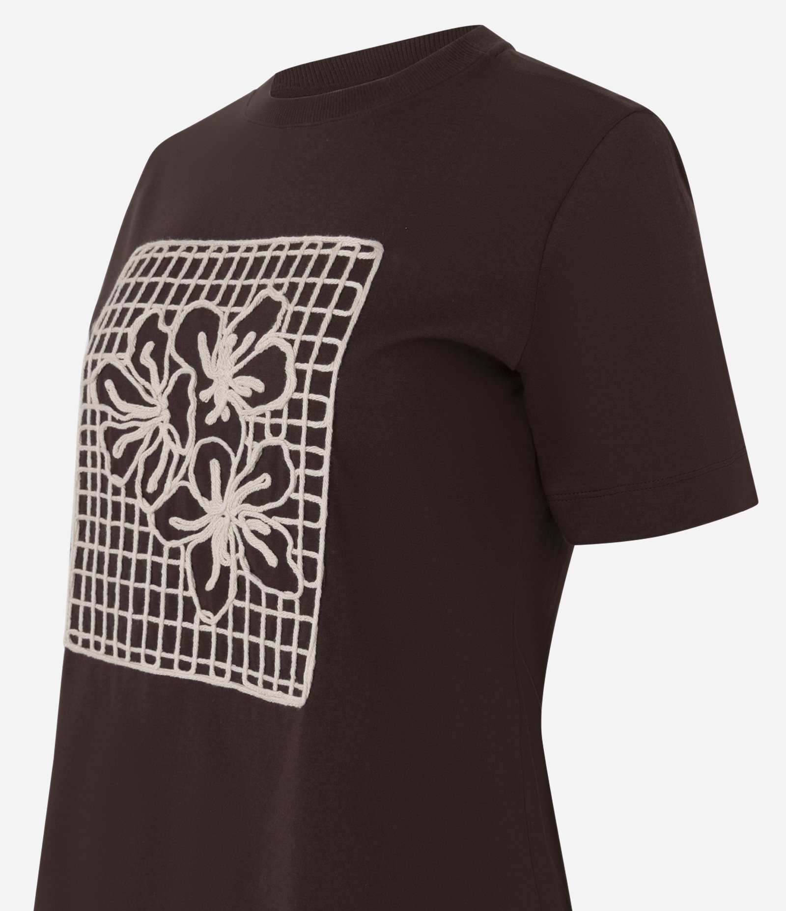 Blusa em Algodão com Bordado Floral Marrom 6