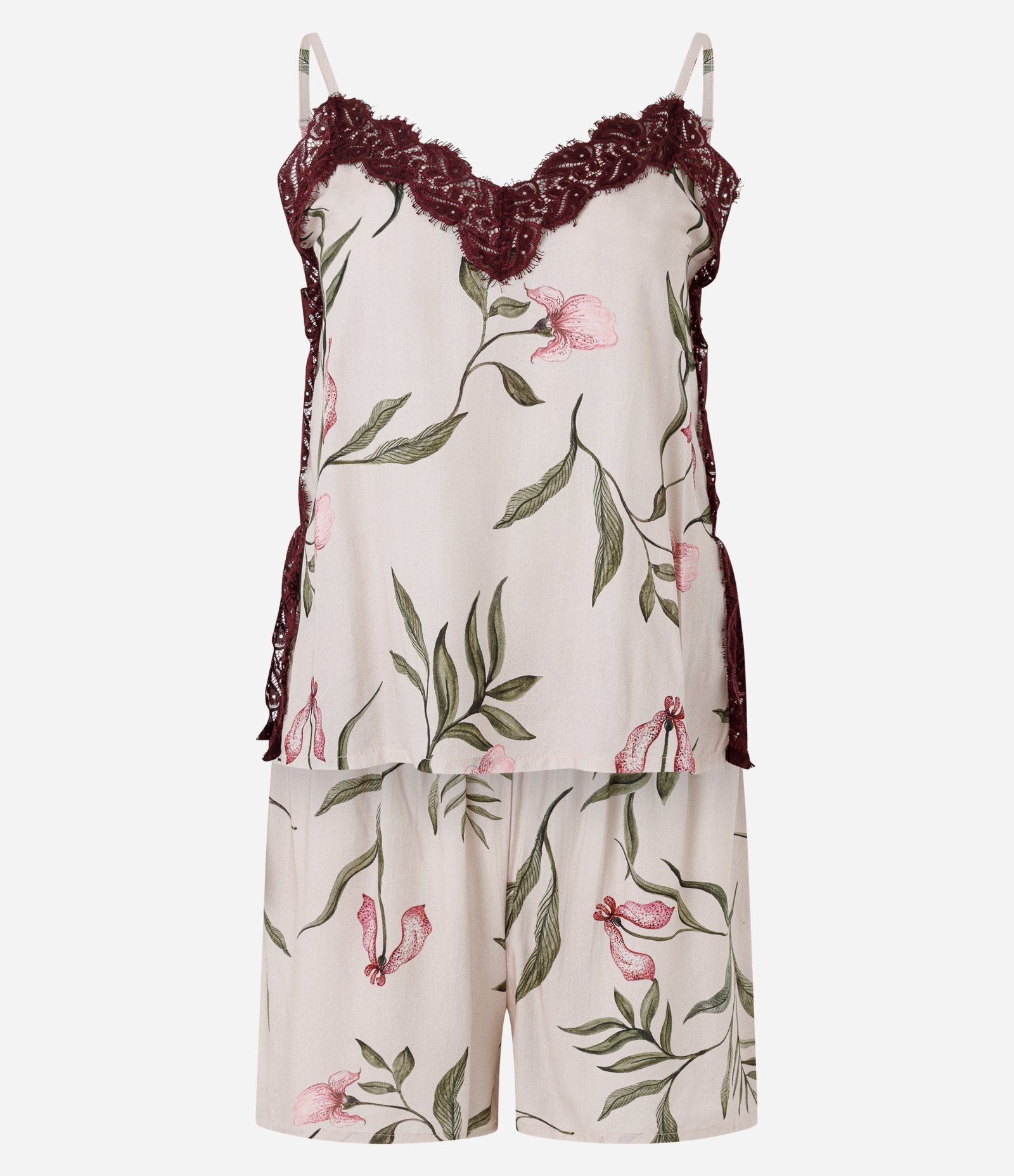 Short Doll em Viscose com Estampa Floral e Renda Rosa 5