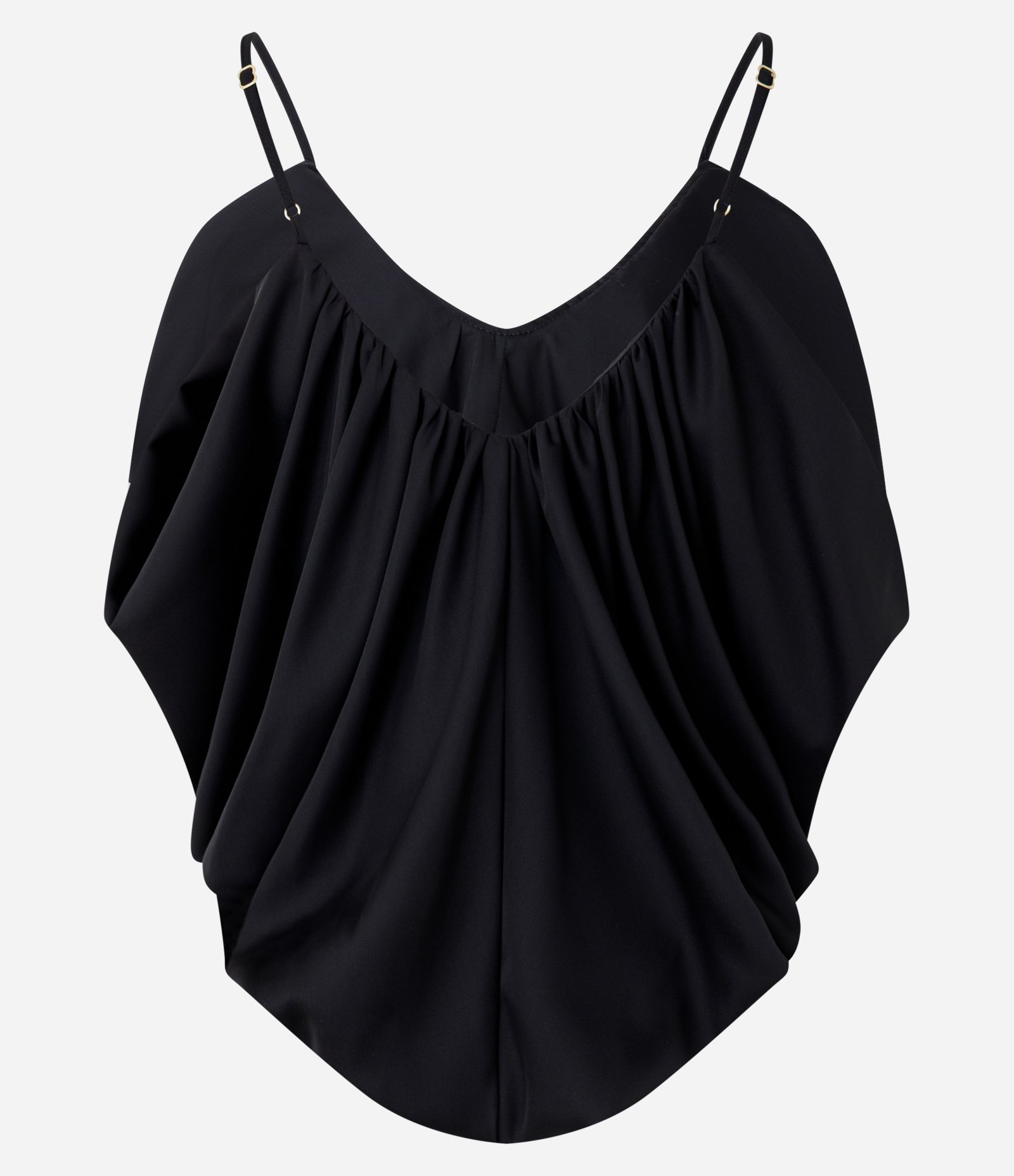 Blusa Balonê em Crepe com Alças Finas Preto 6