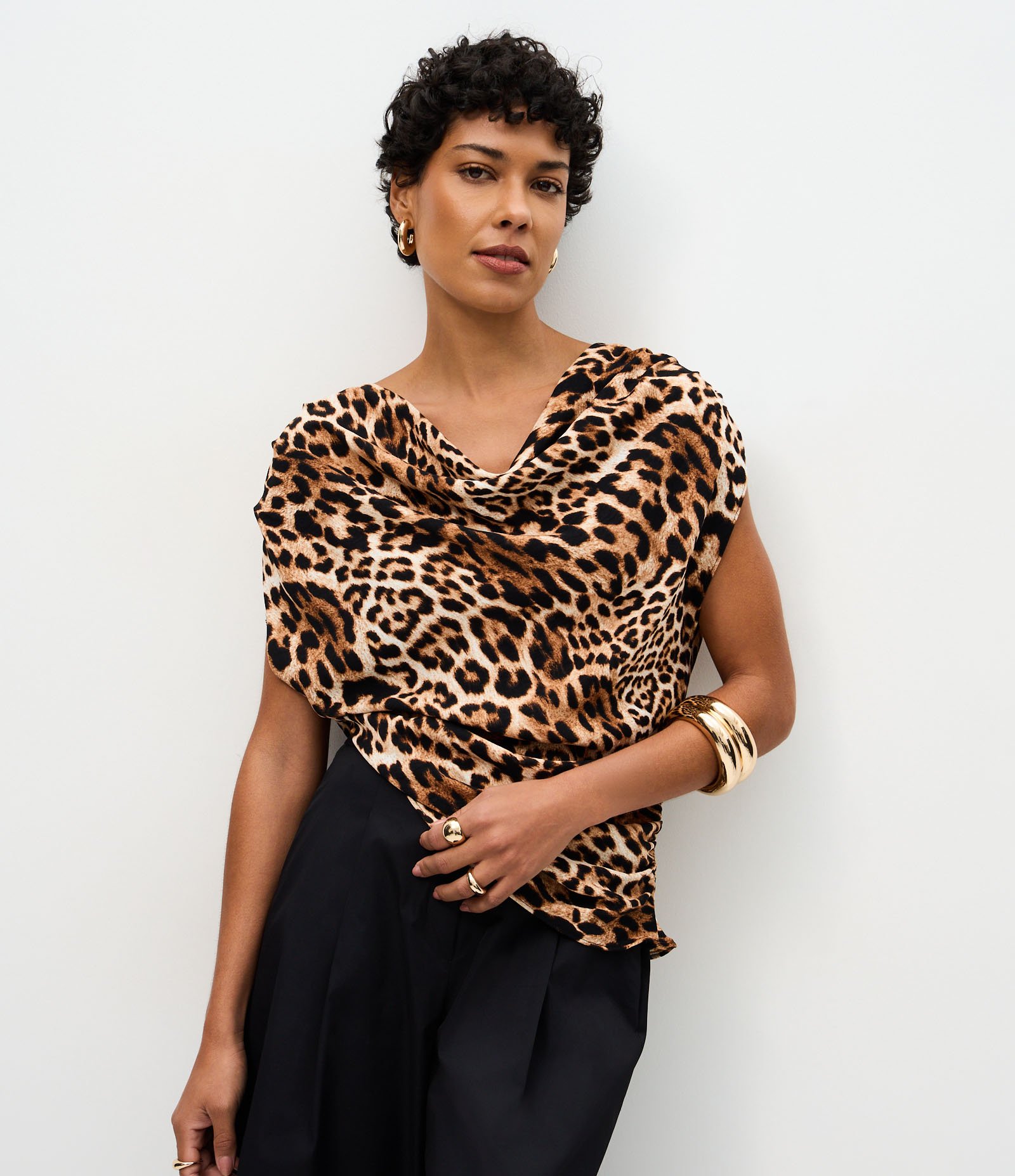 Blusa Ombro a Ombro com Estampa Animal Print Marrom 1
