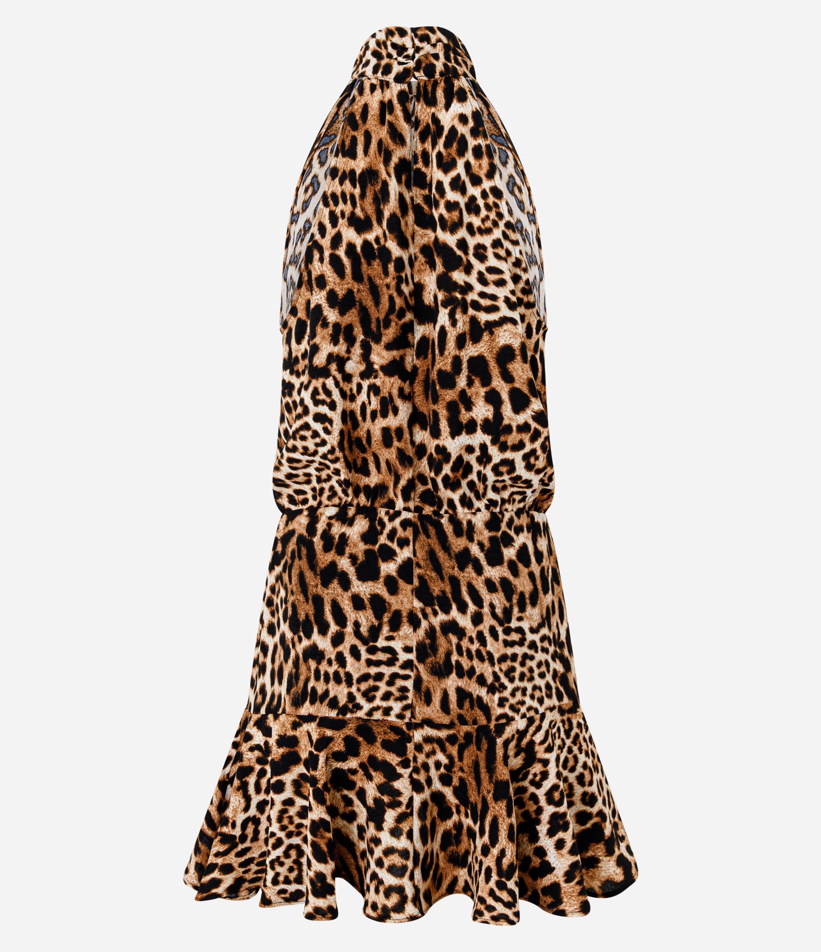 Vestido Curto com Gola Halter Neck e Estampa Animal Print Bege 6