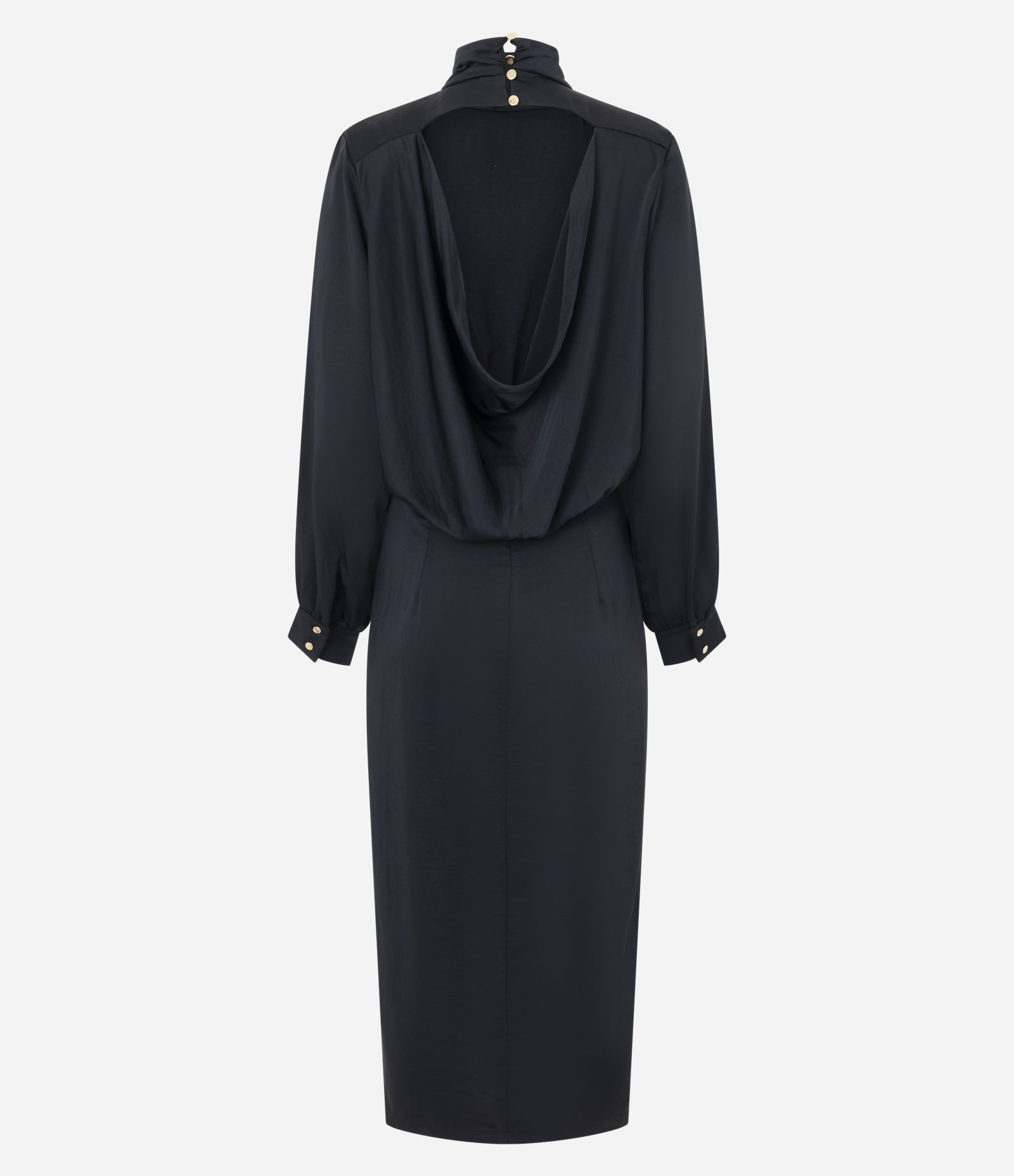 Vestido Longo Acetinado com Decote Degagê nas Costas Preto 7