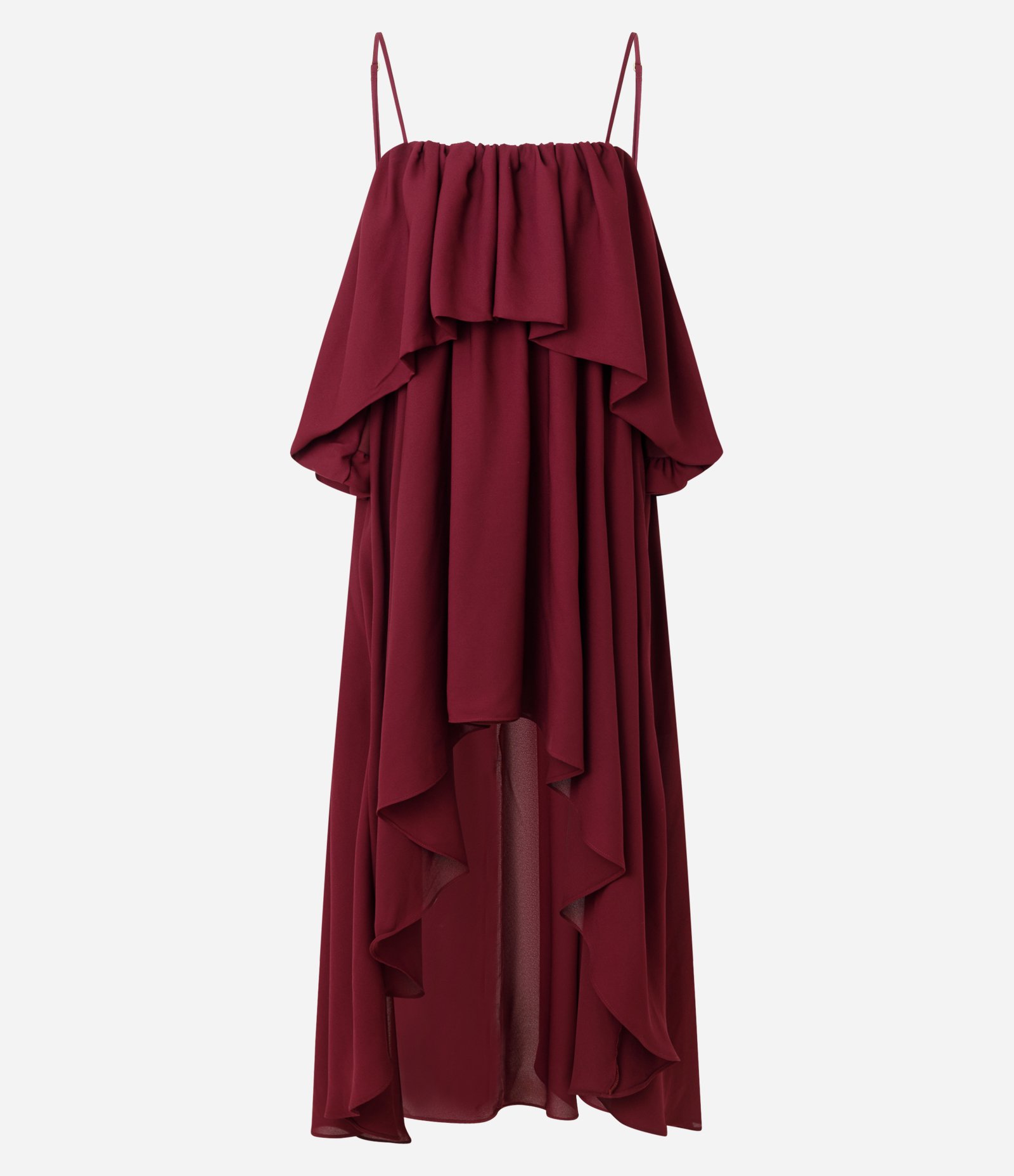 Vestido Amplo em Chiffon com Camadas Vermelho 1